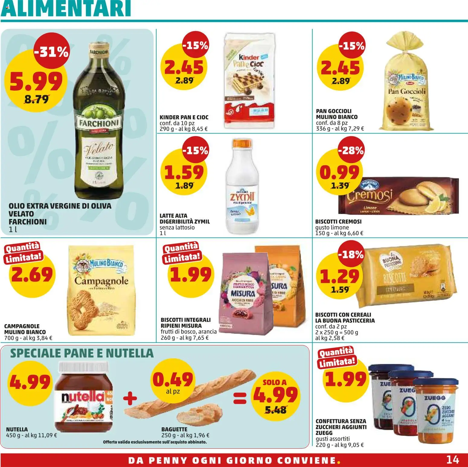 Volantino PENNY del 30/07/2026 | Pagina: 14 | Prodotti: Pane, Biscotti, Arancia, Olio extra vergine