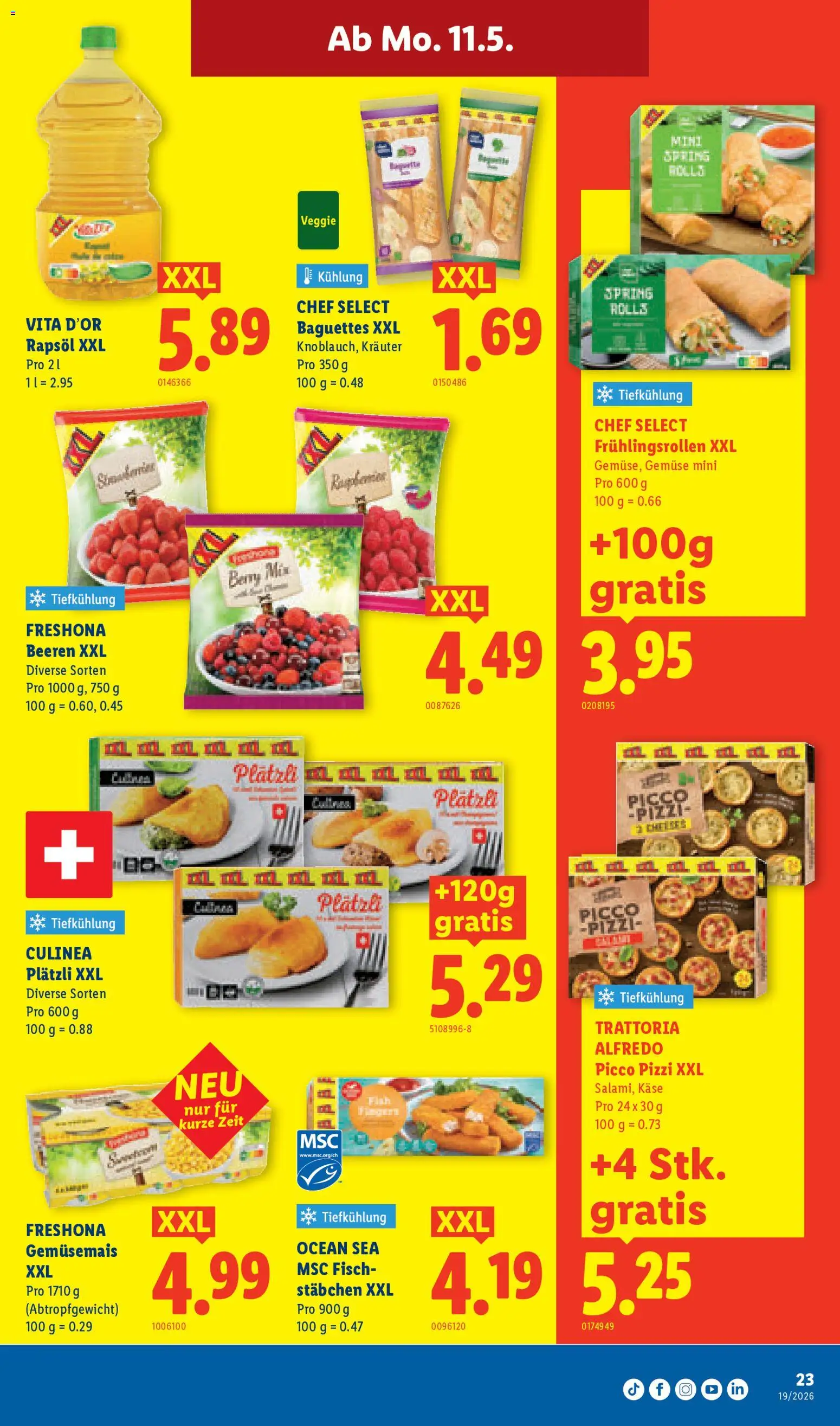 Lidl aktionen – gültig ab 07.05.2026 | Seite: 23 | Produkte: Rapsöl, Käse, Fisch, Gemüse