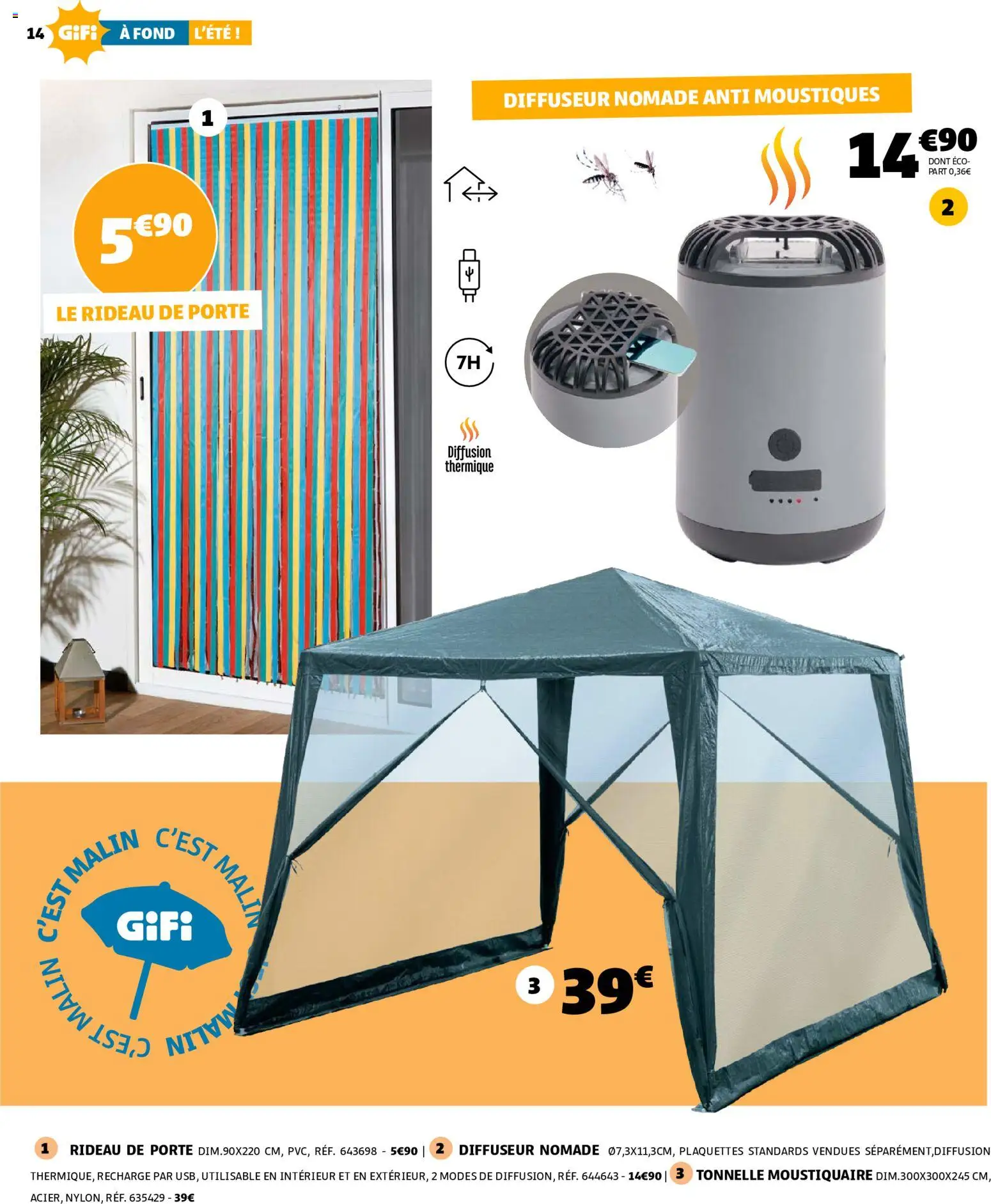 {H1} | Page: 14 | Produits: Diffuseur, Moustiquaire, Tonnelle, Rideau