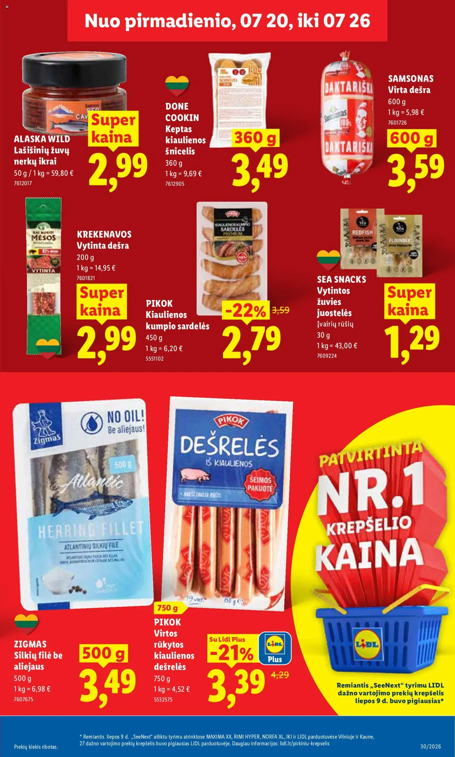 LIDL akcijos nuo 2026.07.20 | Puslapis: 21 | Prekių: Tunas, Aliejus, Krepšelis, Makaronai