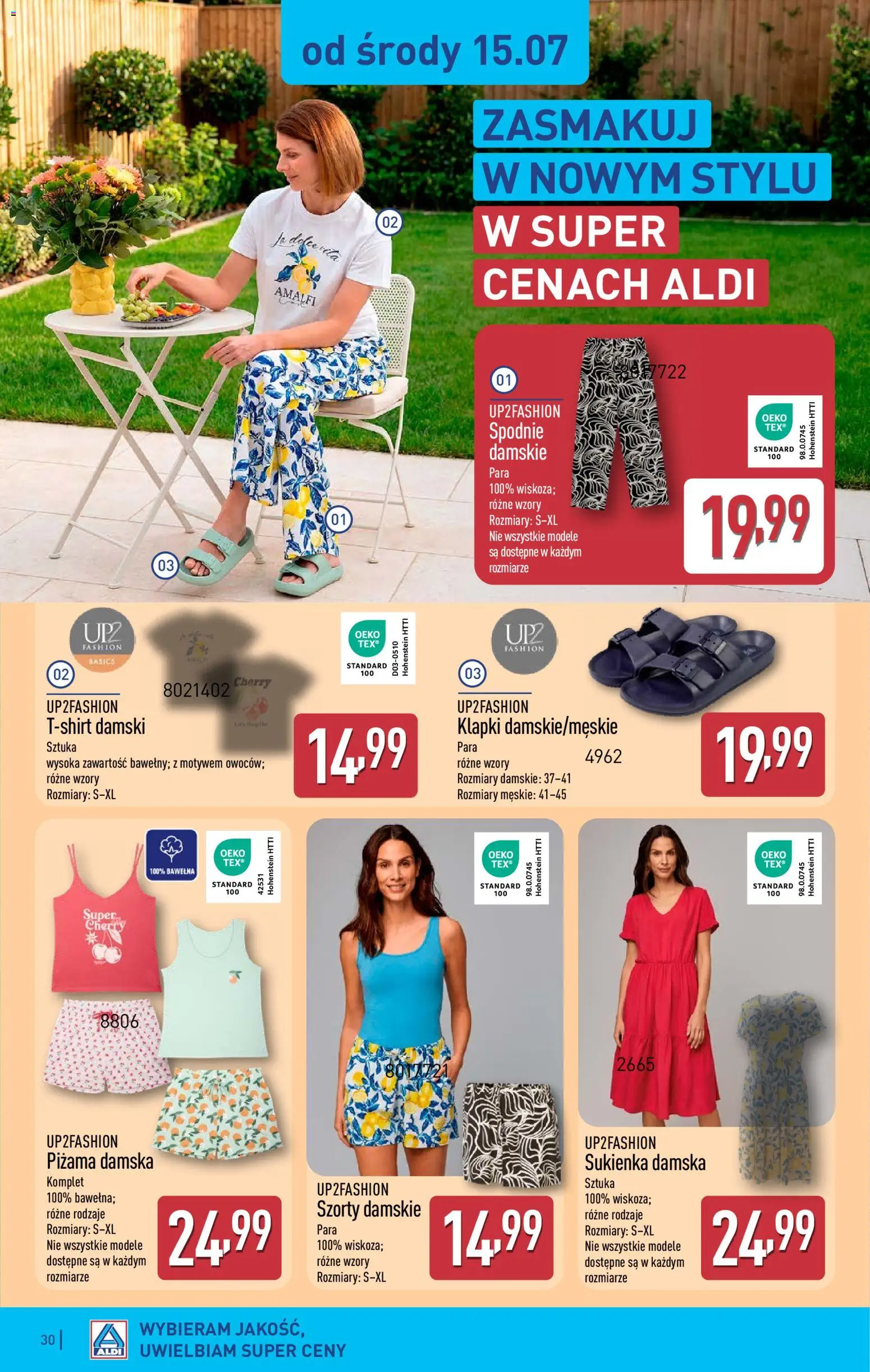 Aldi gazetka od 13.07.2026 | Strona: 30 | Produkty: Szorty, Spodnie, Piżama, Sukienka