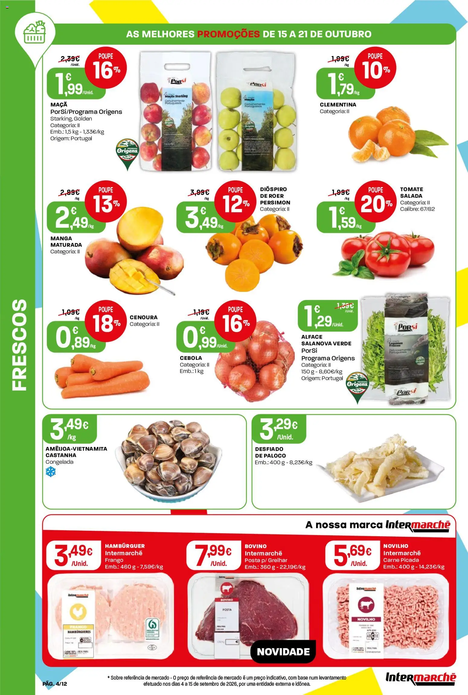 Intermarché folheto Mini │ válido de 15/10/2026 | Página: 4 | Produtos: Dióspiro, Maça, Carne, Cenoura