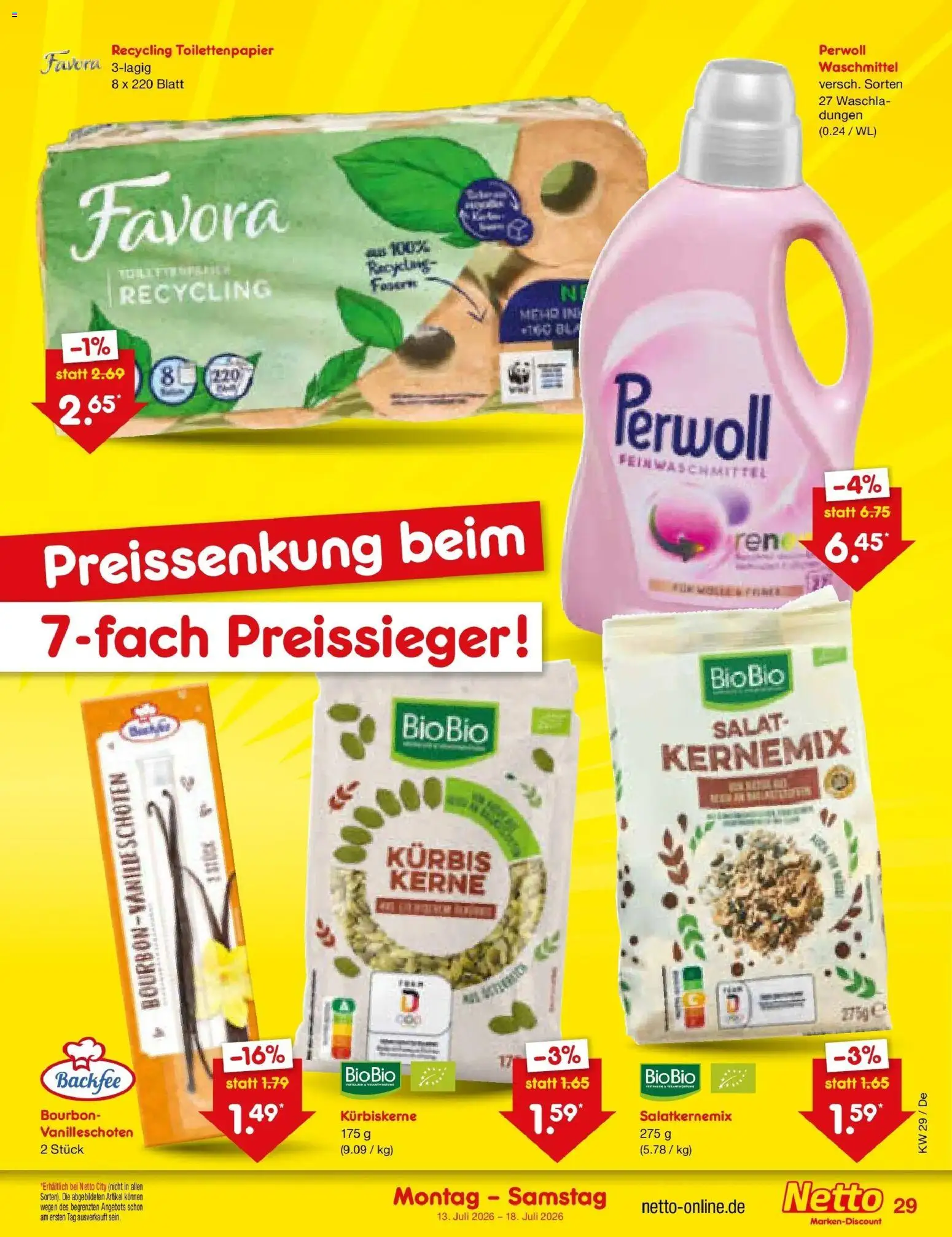 Netto Marken-Discount Prospekt Buttenwiesen – gültig ab 13.07.2026 | Seite: 39 | Produkte: Waschmittel, Kürbis, Bourbon, Toilettenpapier