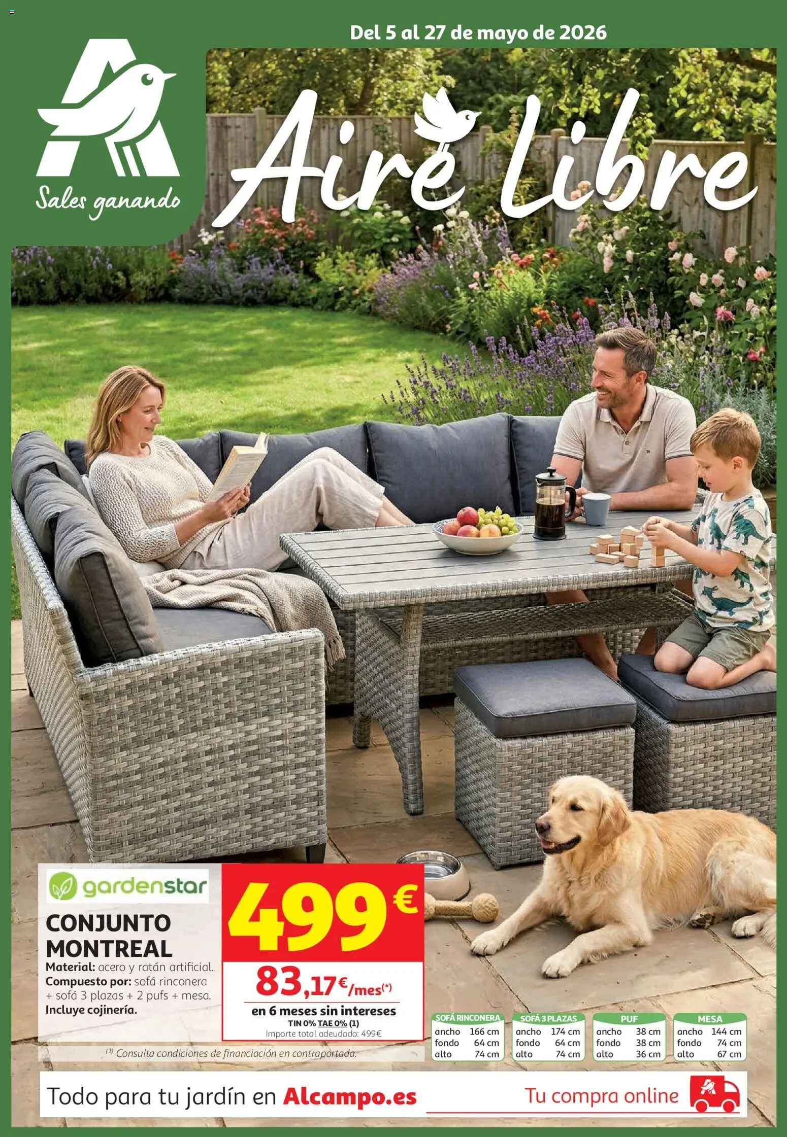 Alcampo Aire Libre │ válido desde el 05.05.2026 | Página: 1 | Productos: Sofá, Mesa