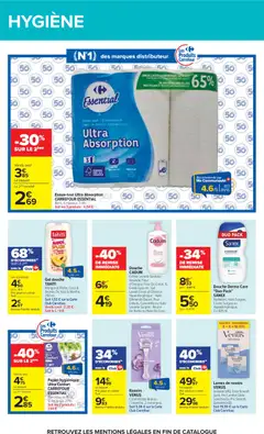 Carrefour - Prévisualisation de Essuie-tout Ultra Absorption CARREFOUR ESSENTIAL, Blanc, 6 rouleaux, 3 plis. valide à partir de 07/07/2026 | Page: 65 | Produits: Essuie-tout, Gel douche, Douche, Beurre