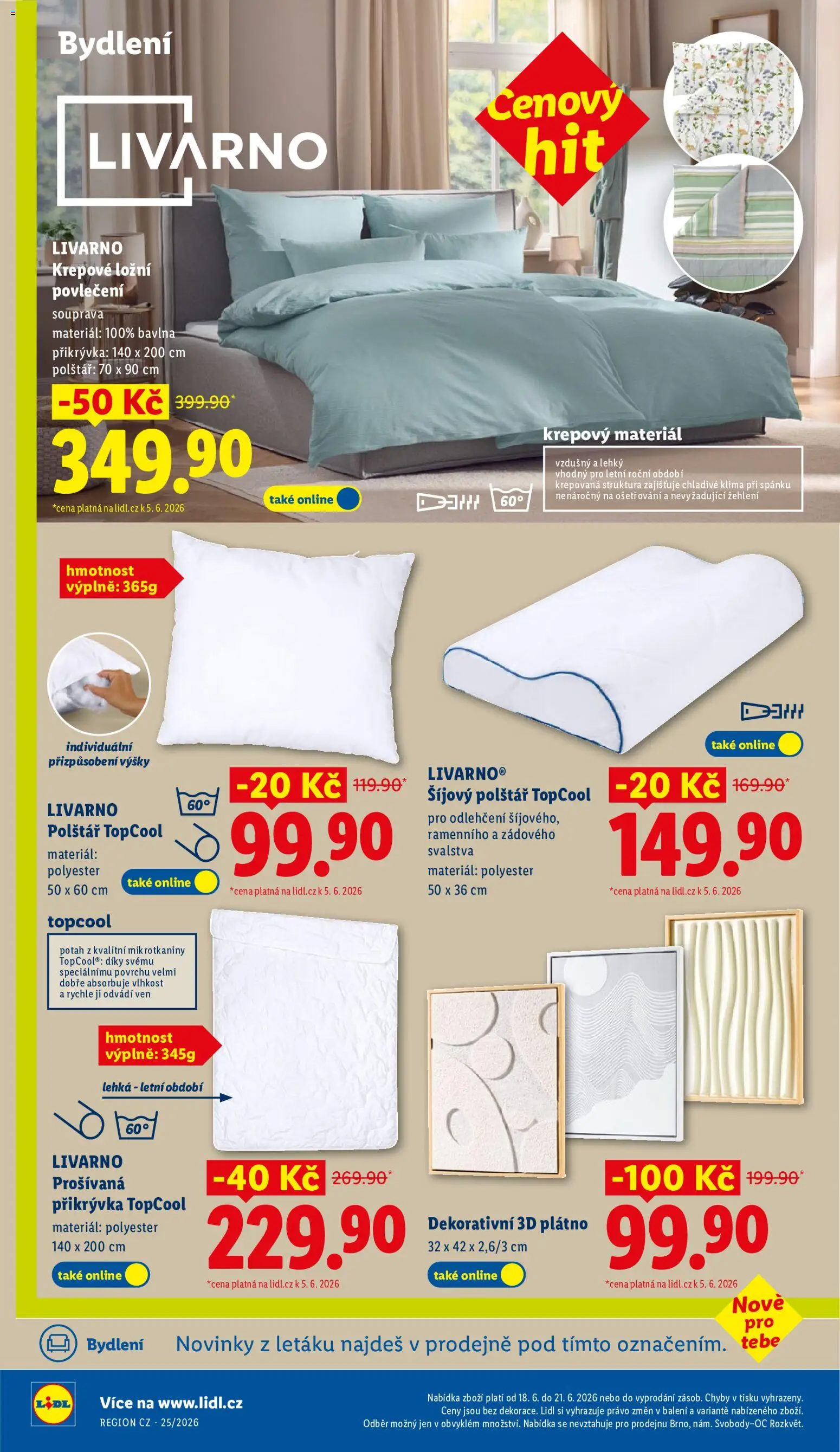 Lidl leták - Spotřební zboží od 15.06.2026 | Strana: 18 | Produkty: Povlečení, Ložní povlečení, Polštář, Přikrývka