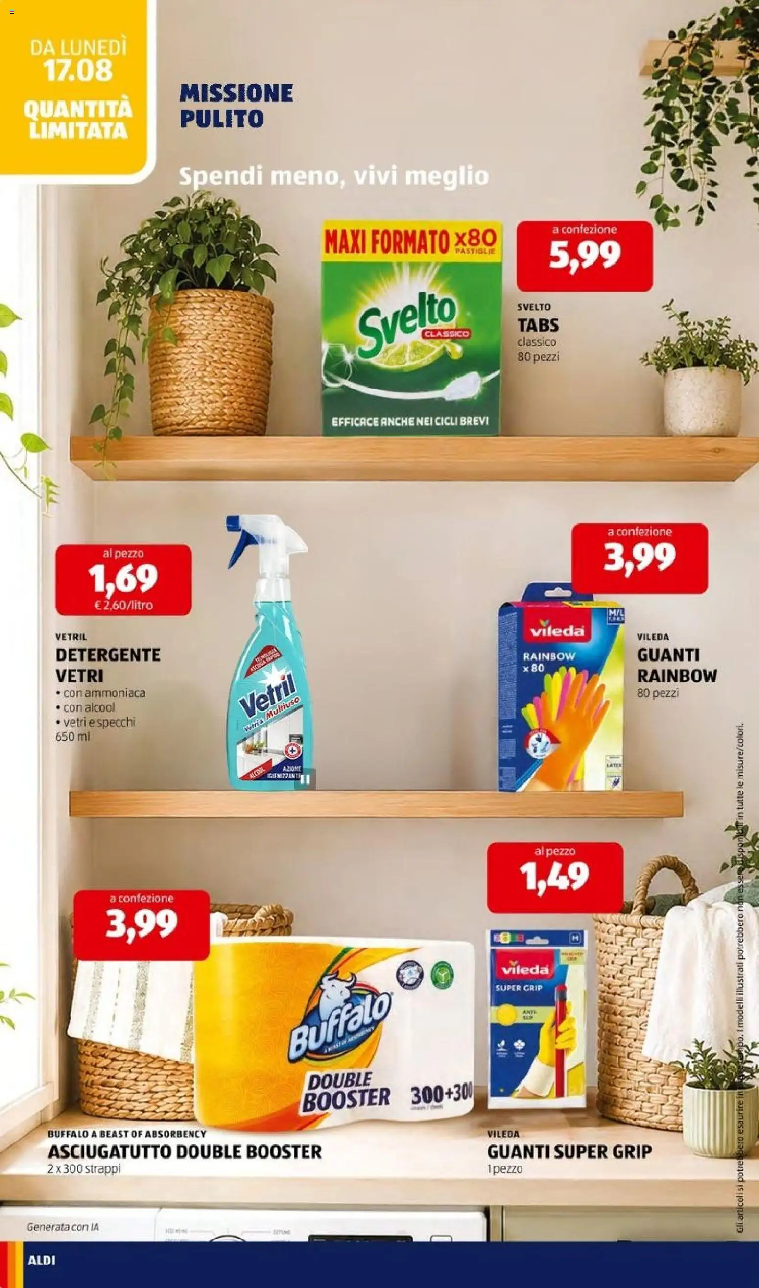 Volantino Aldi del 17/08/2026 | Pagina: 24 | Prodotti: Detergente, Guanti, Asciugatutto