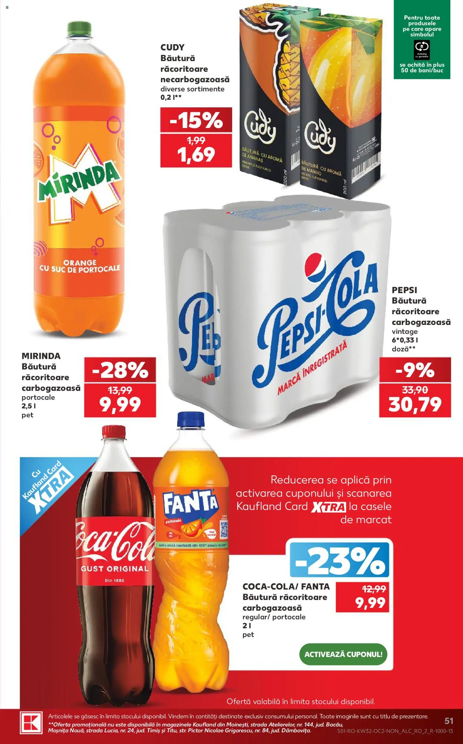 Kaufland RO akciós ujság - amely érvényes a következő dátumtól: 2026.08.05. | Oldal: 51 | Termékek: Pepsi, Fanta, Mangó