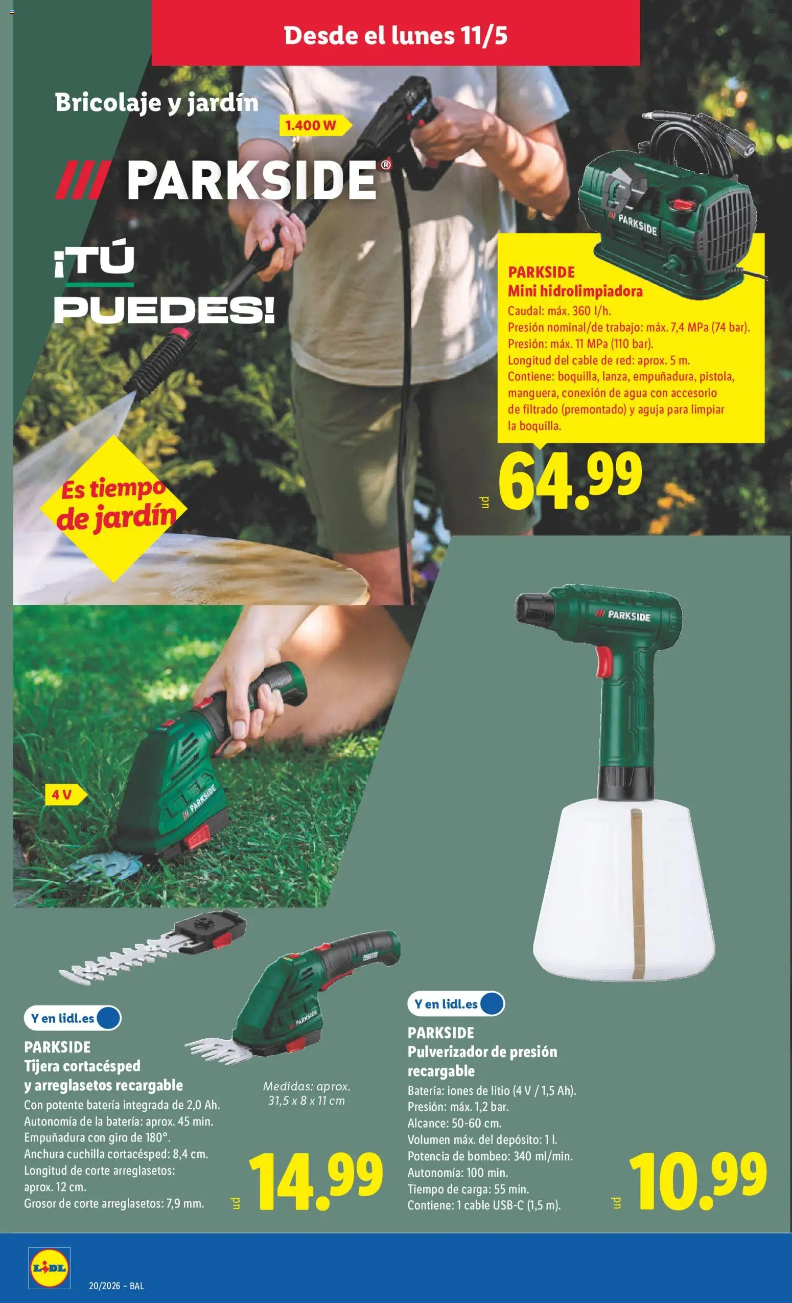 Lidl folleto de bazar │ válido desde el 11.05.2026 | Página: 6 | Productos: Hidrolimpiadora, Cable, Απολυμαντικό, Batería
