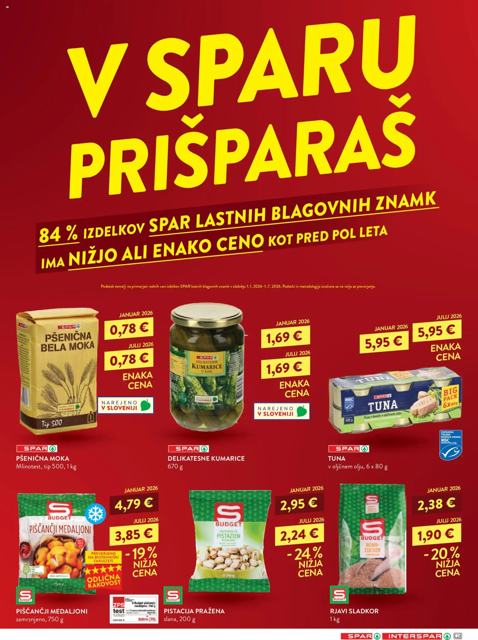 Novi Spar katalog ponudbe – veljaven od 02.09.2026 | Stran: 4 | Izdelki: Moka, Tuna, Kumarice, Sladkor