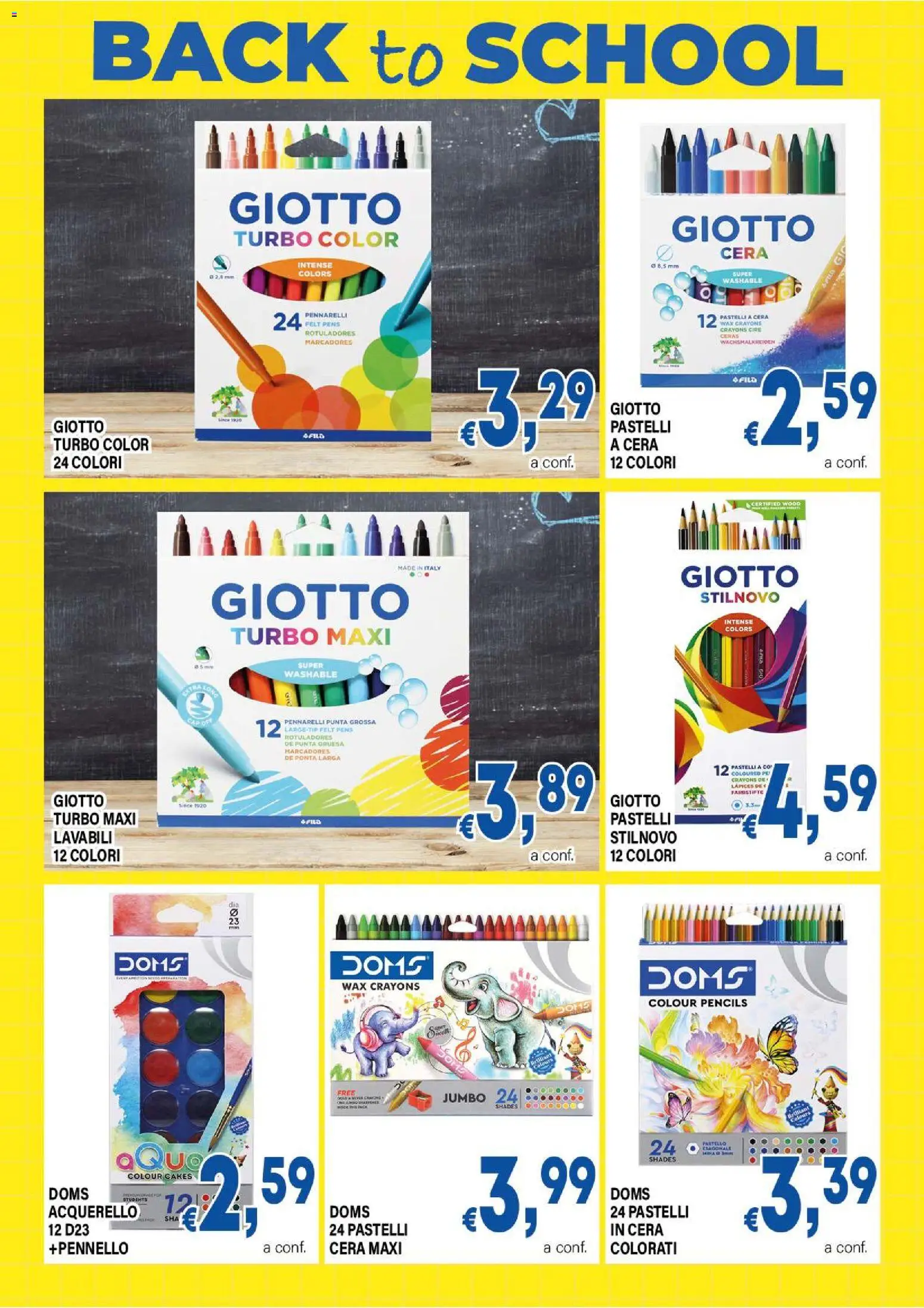 Volantino DEM del 31/07/2026 | Pagina: 5 | Prodotti: Pastelli a cera, Pennello, Pennarelli, Pastelli