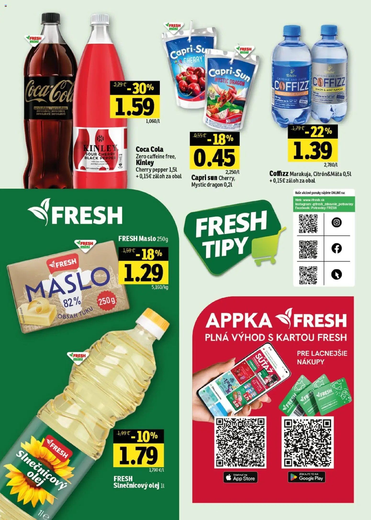 Nové Fresh akcie – leták je platný od 04.06.2026 | Strana: 52 | Produkty: Maslo, Olej, Slnečnicový olej, Cola