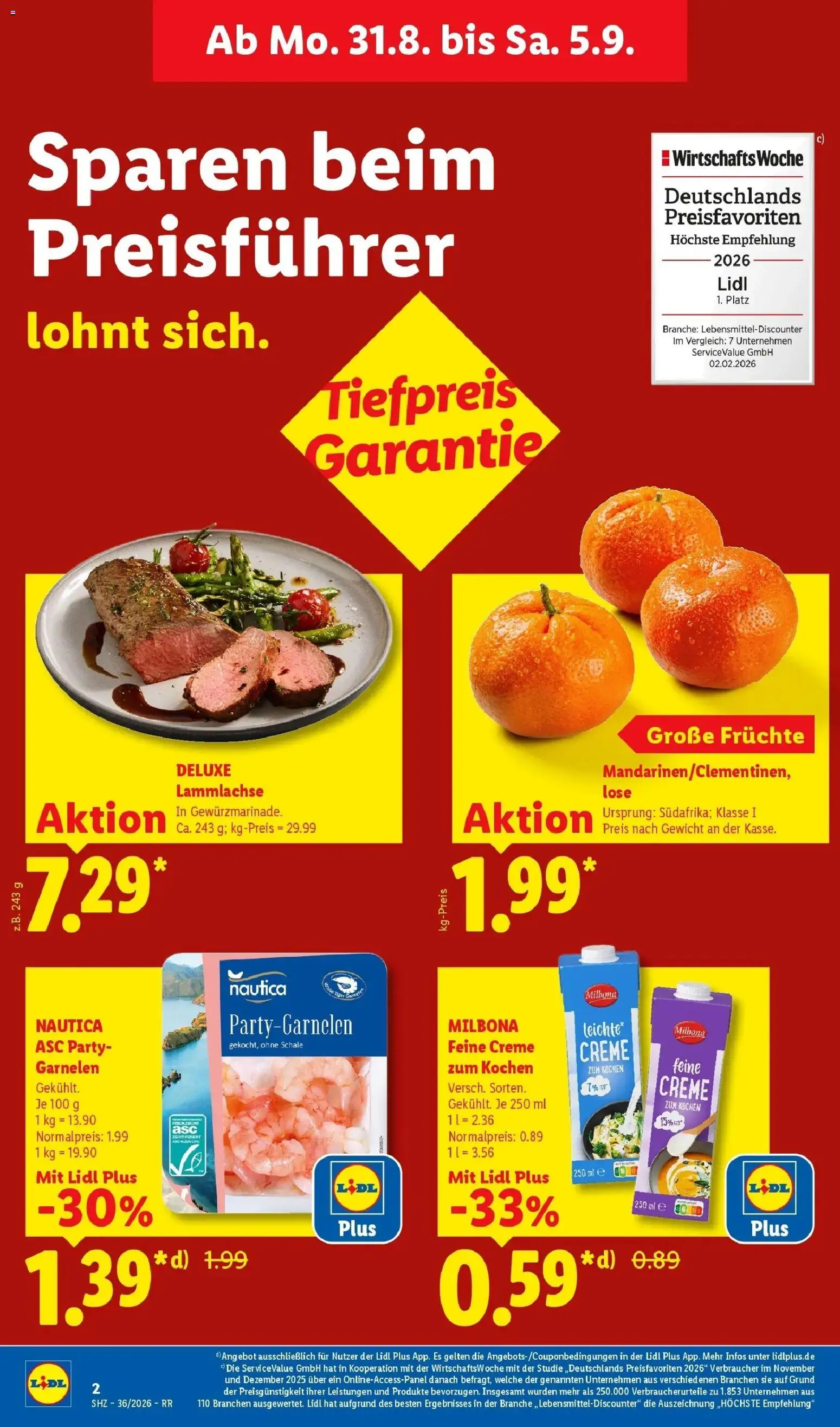 Lidl Prospekt Zülpich (ab 31.08.2026) zum Blättern » Angebote | Seite: 2 | Produkte: Gewicht, Garnelen, Creme