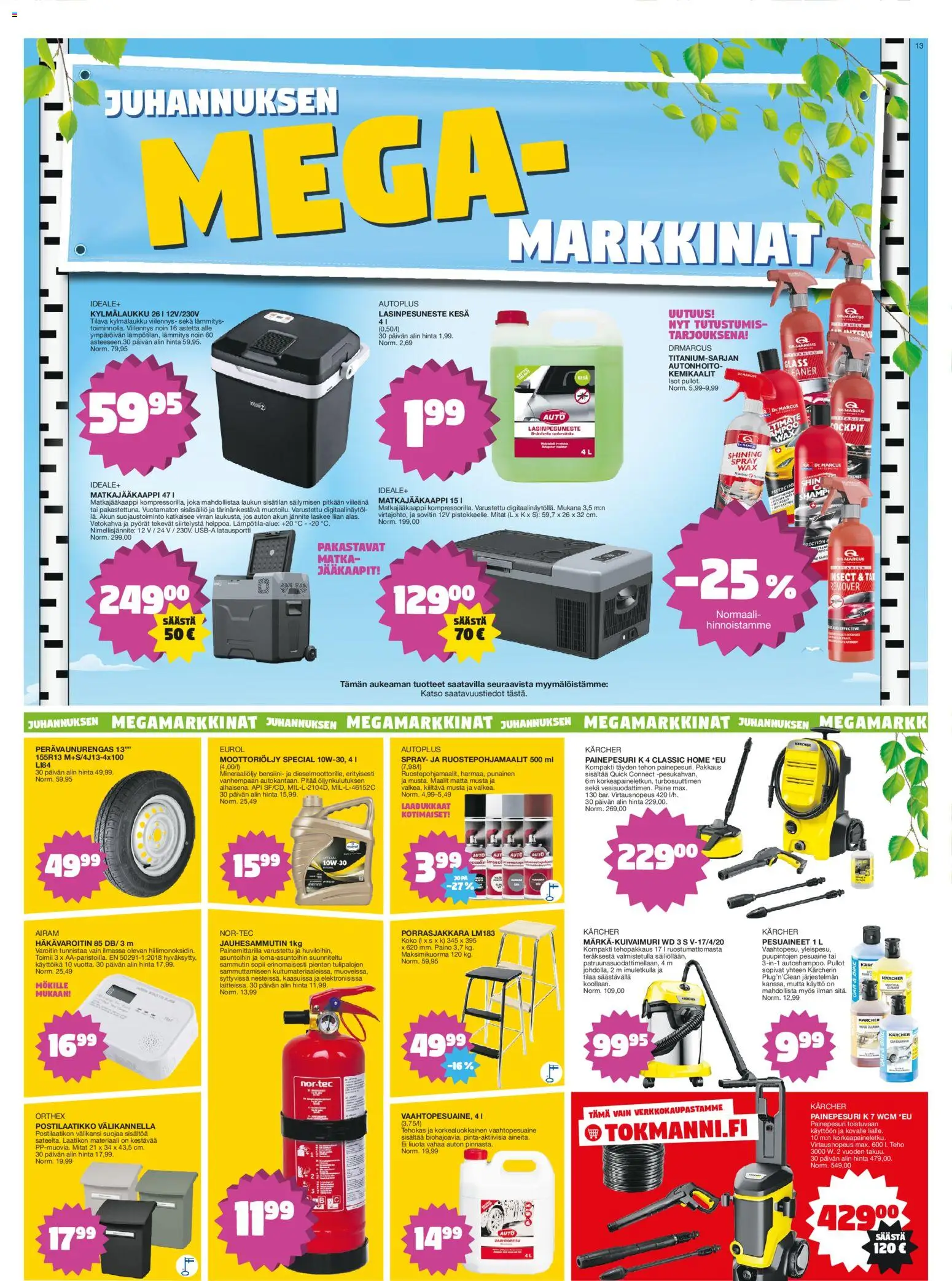 Tokmanni tarjoukset – voimassa 15.06.2026 alkaen | Sivu: 13 | Tuotteet: Moottoriöljy, Pesuaine, Painepesuri, Lasinpesuneste