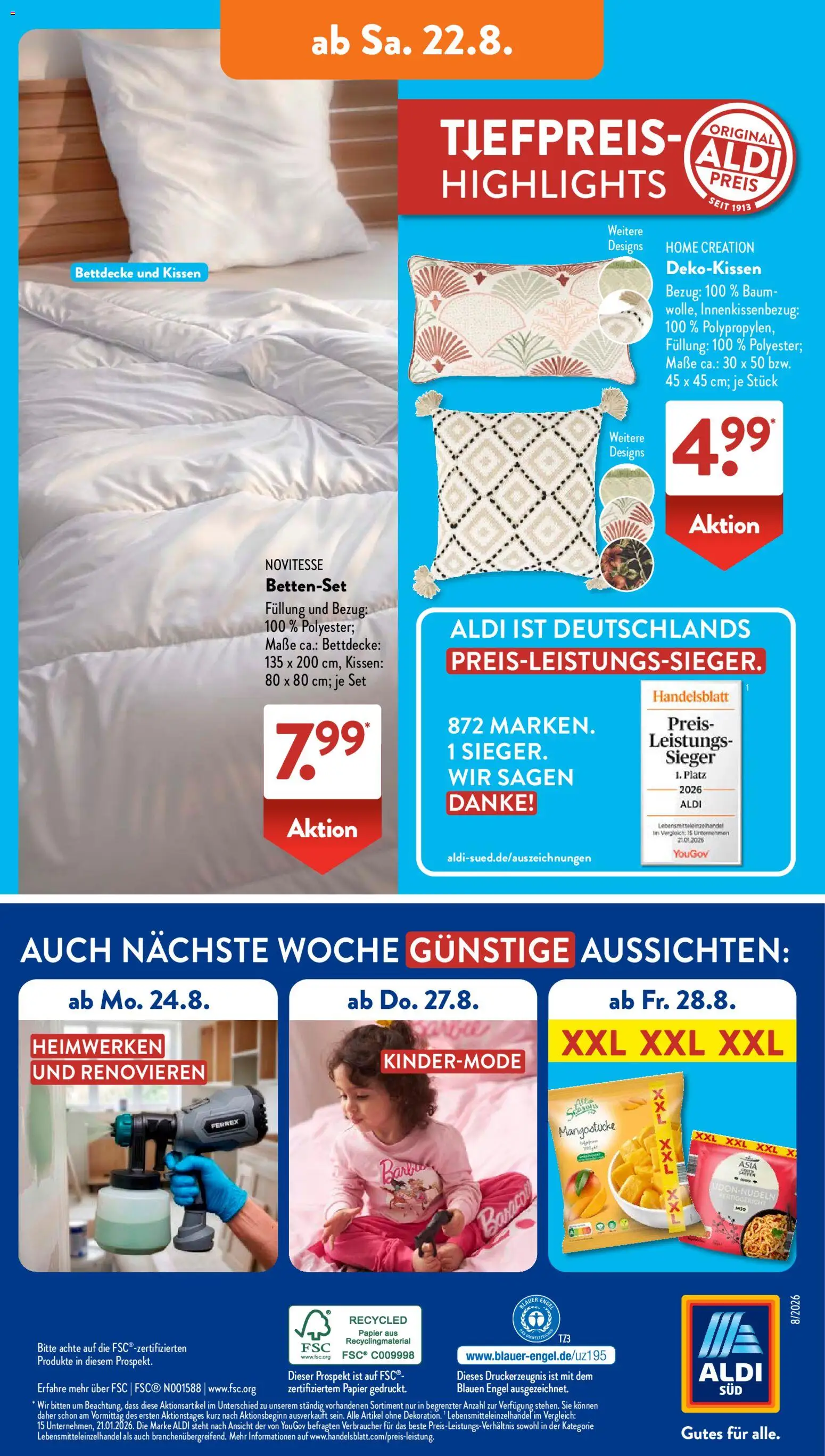 Aldi Süd Prospekt – gültig ab 17.08.2026 | Seite: 15 | Produkte: Kissen, Bettdecke, Bettenset, Home creation