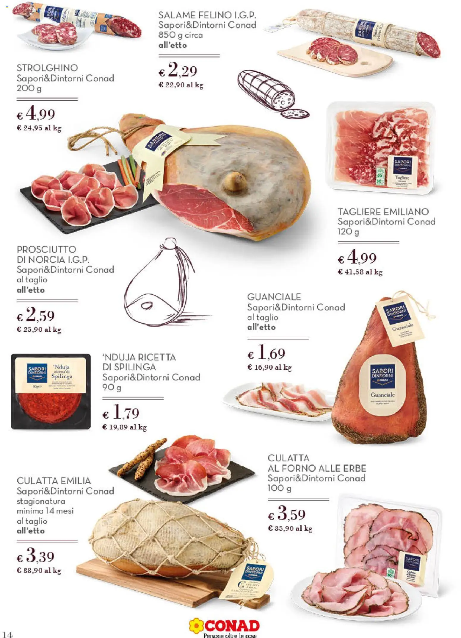 Volantino Conad del 11.03.2026 | Pagina: 14 | Prodotti: Salame, Tagliere, Forno, Guanciale