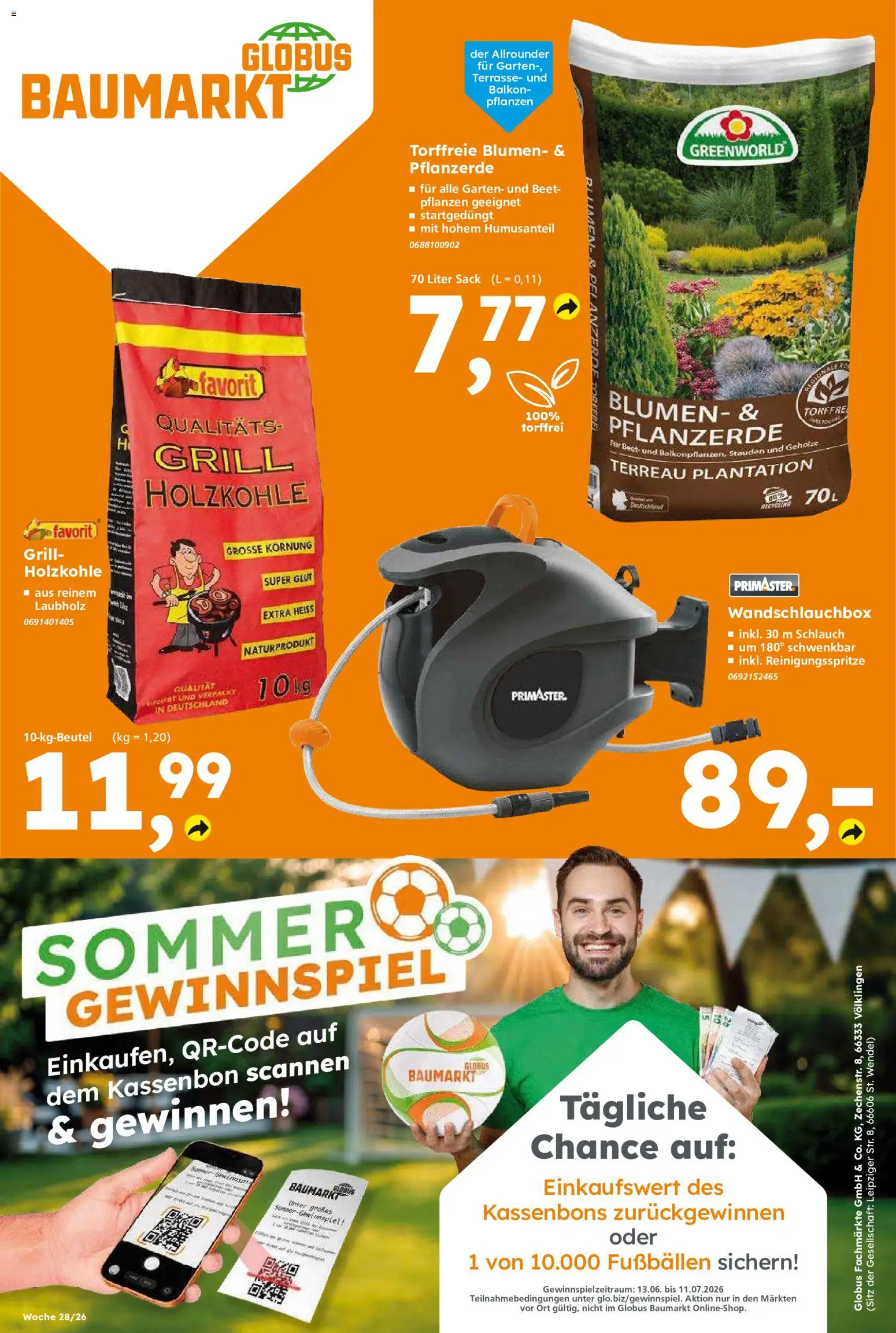 Globus Baumarkt Prospekt Neustadt an der Weinstraße – gültig ab 06.07.2026 | Seite: 12 | Produkte: Pflanzerde, Grill, Blumen