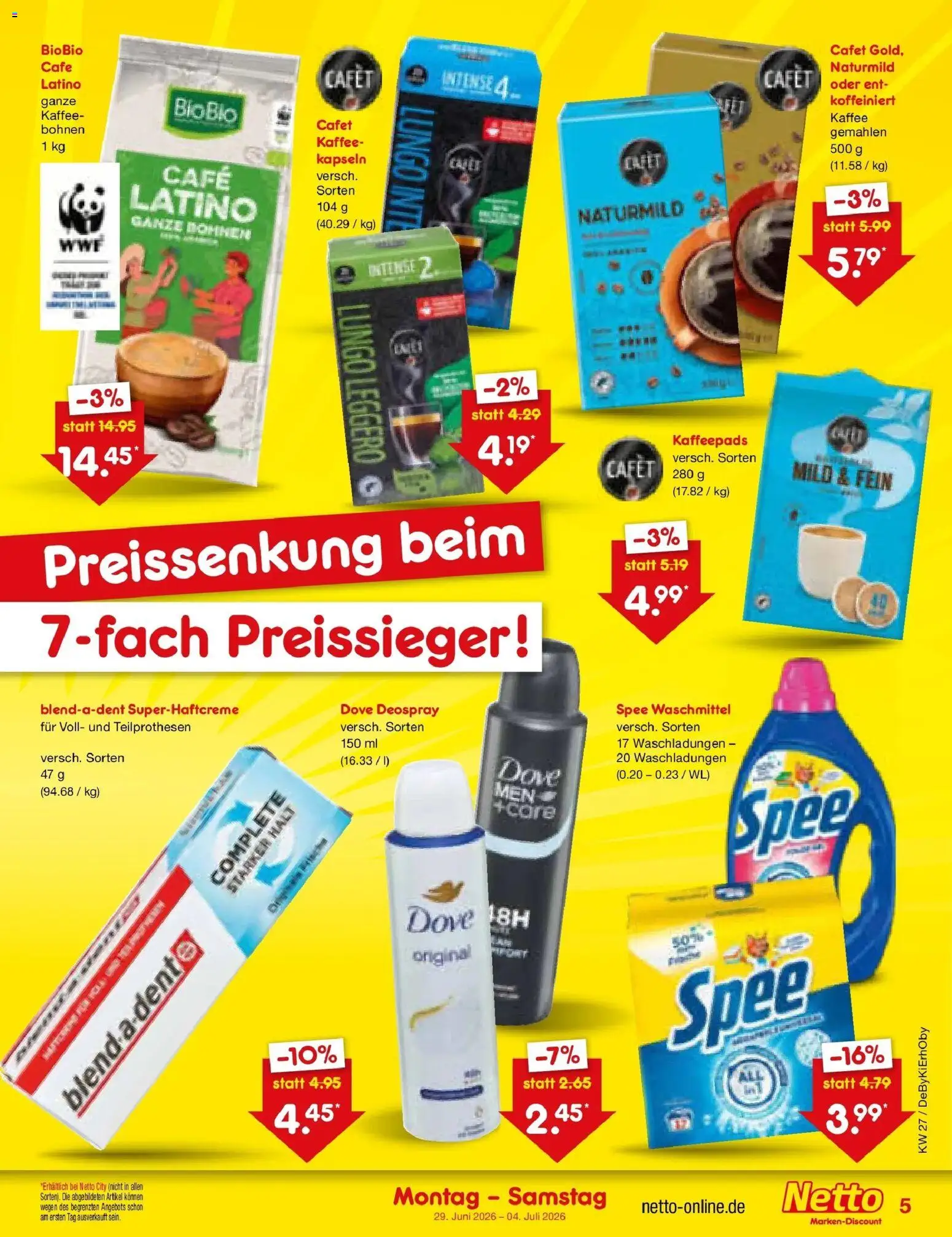 Netto Marken-Discount Prospekt Oberhaid – gültig ab 28.06.2026 | Seite: 5 | Produkte: Kaffeepads, Kaffee, Spee, Deospray