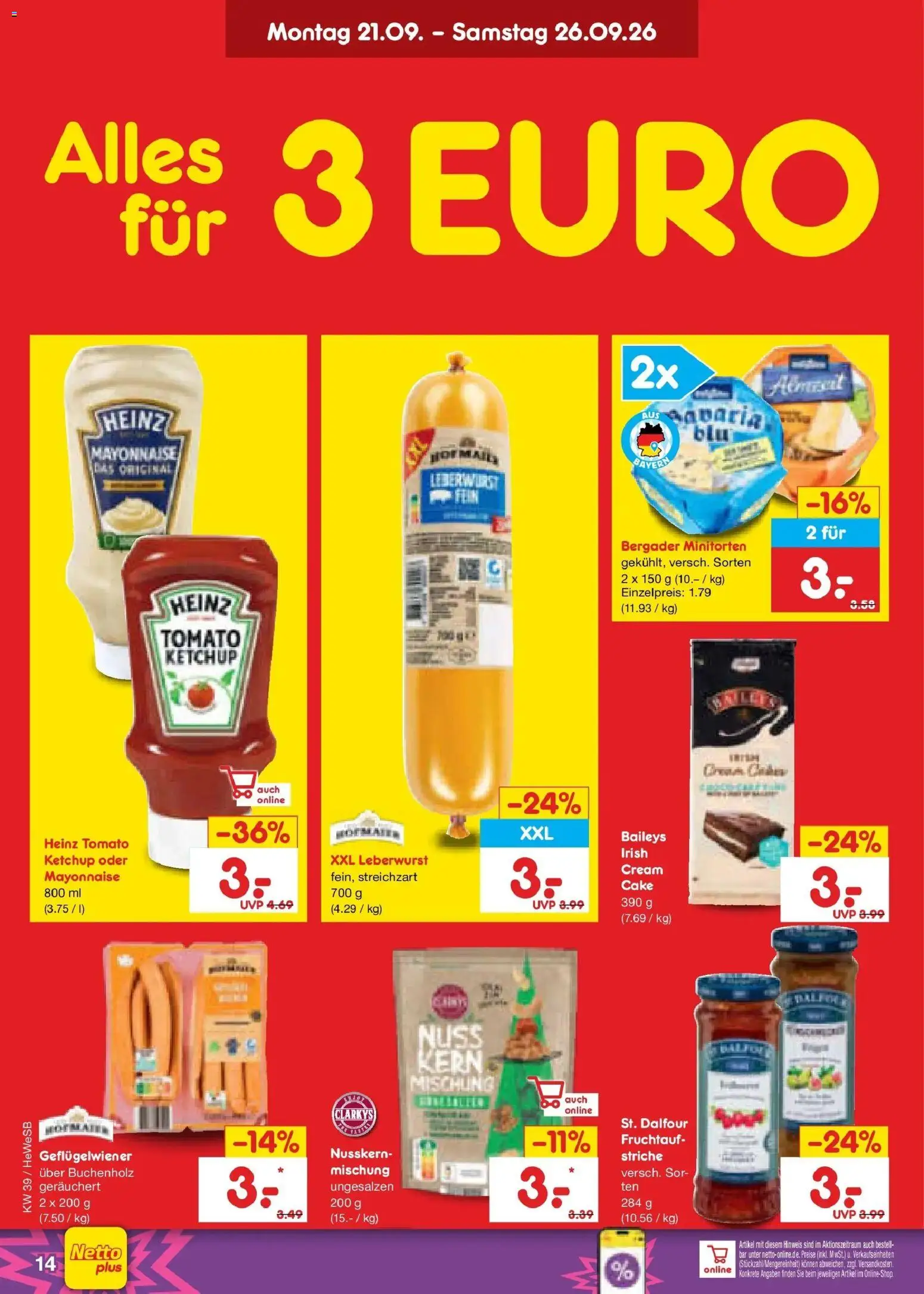 Netto Marken-Discount Prospekt Hamburg – gültig ab 21.09.2026 | Seite: 22 | Produkte: Mayonnaise, Baileys, Ketchup