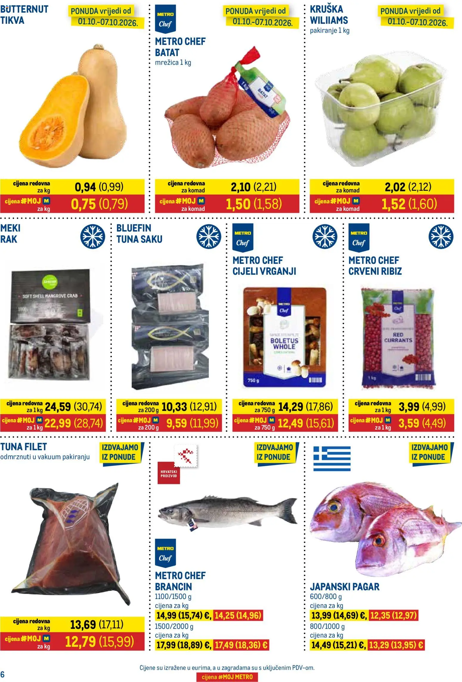 Metro katalog | vrijedi od 01.10.2026 | Stranica: 6 | Proizvodi: Brancin, Kruška, Tuna