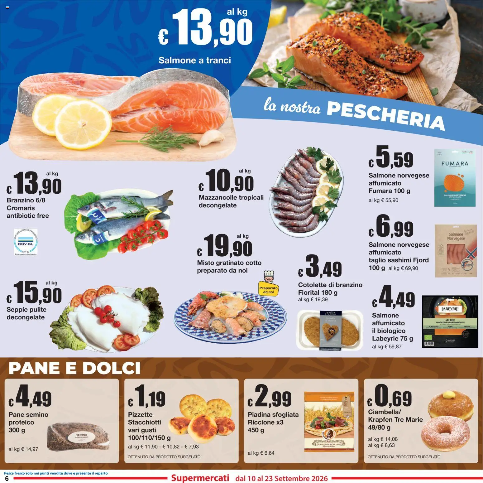 Volantino Sì con Te del 10/09/2026 | Pagina: 6 | Prodotti: Salmone affumicato, Pane, Salmone, Pesce