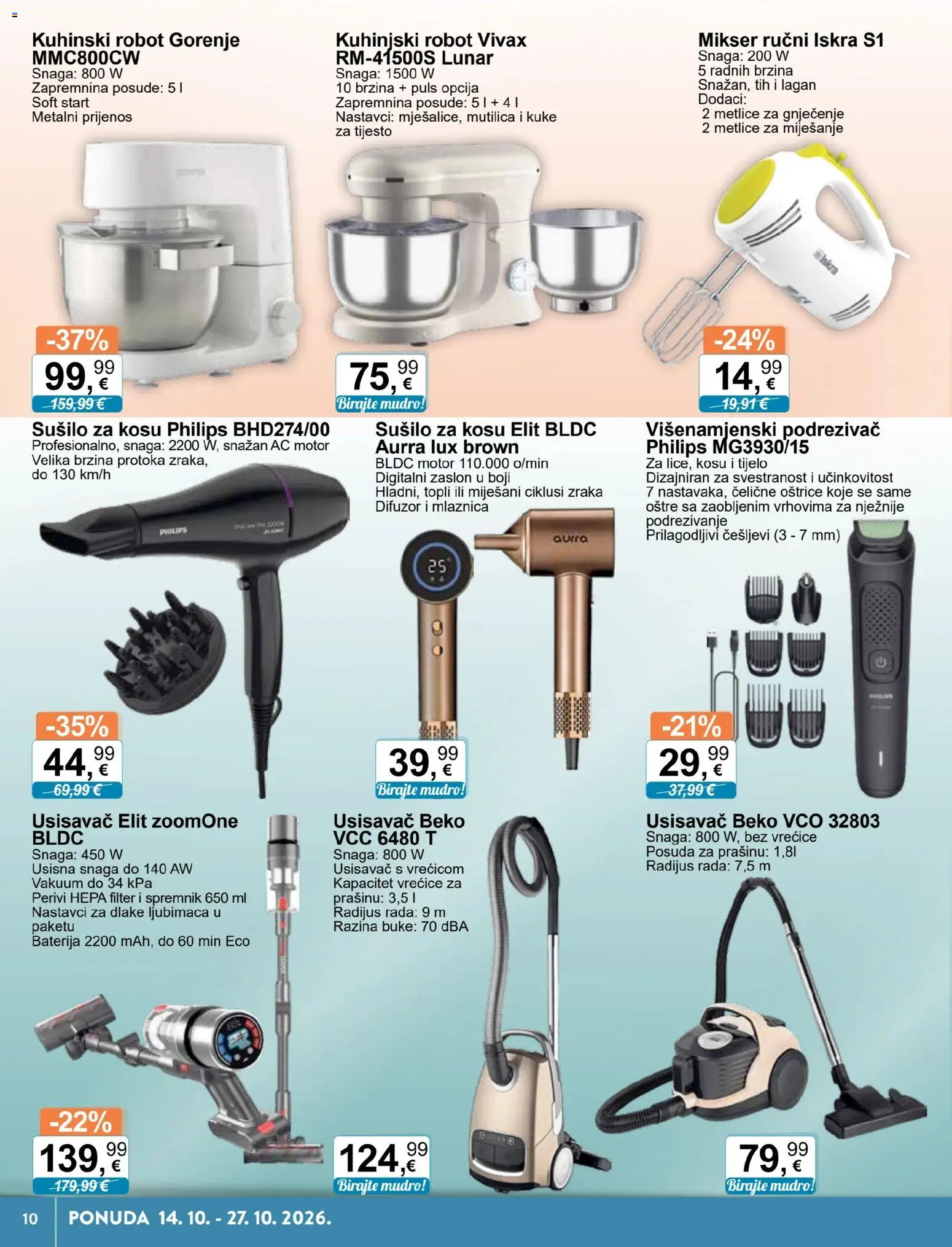 KTC katalog | vrijedi od 14.10.2026 | Stranica: 10 | Proizvodi: Usisavač, Mikser, Robot, Tijesto