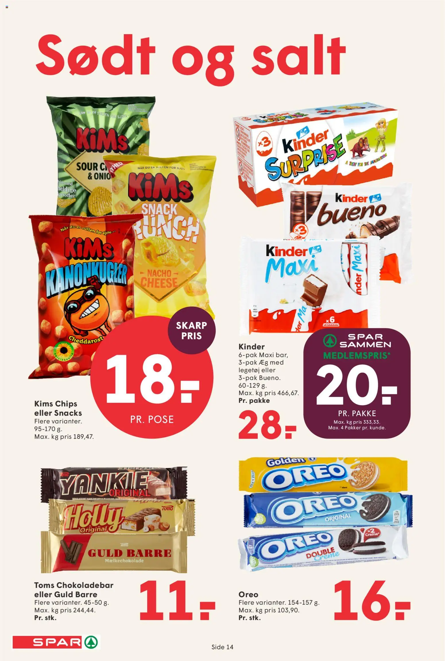 Spar tilbudsavis – gyldig fra 10/07/2026 | Side: 16 | Produkter: Creme, Chips, Salt, Snacks