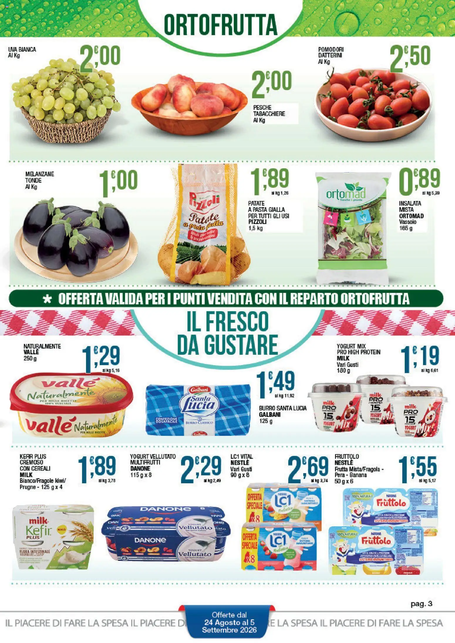 Volantino Sidis del 24/08/2026 | Pagina: 3 | Prodotti: Yogurt, Prugne, Frutta, Burro