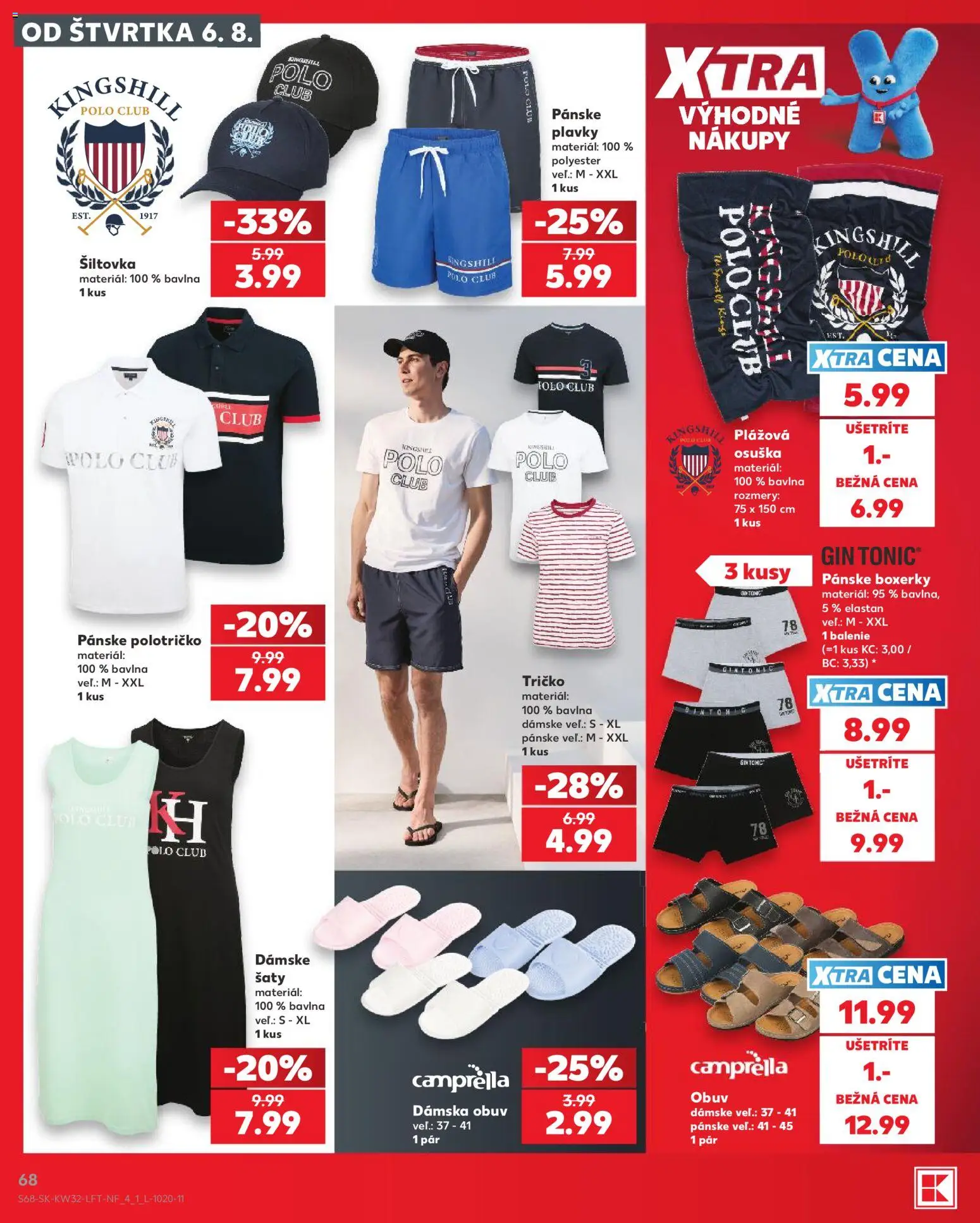 Nové Kaufland akcie – leták je platný od 06.08.2026 | Strana: 68 | Produkty: Osuška, Šaty, Tričko, Plavky