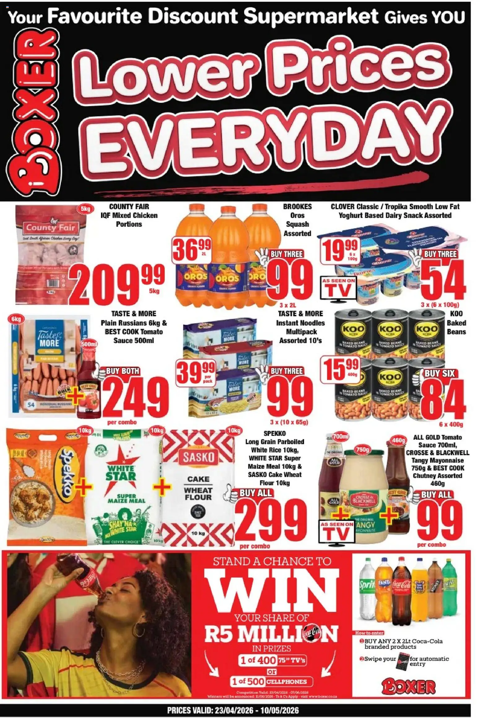 New Boxer catalogue – valid from 23.04.2026 | Page: 1 | Products: Flour, Squash, Tomato sauce, Sauce