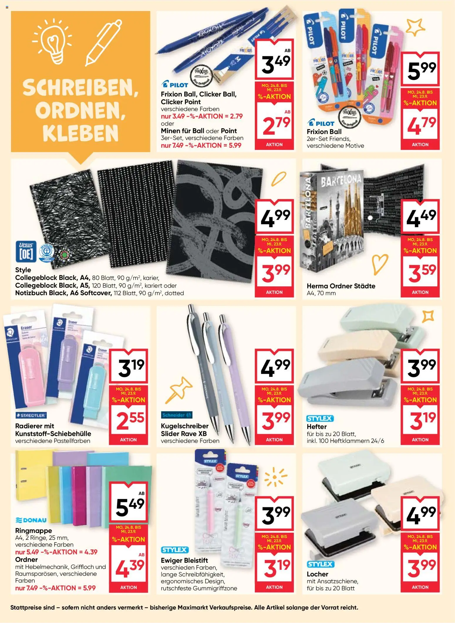 Maximarkt Back To School gültig ab 24.08.2026 | Seite: 8 | Produkte: Notizbuch, Hefter