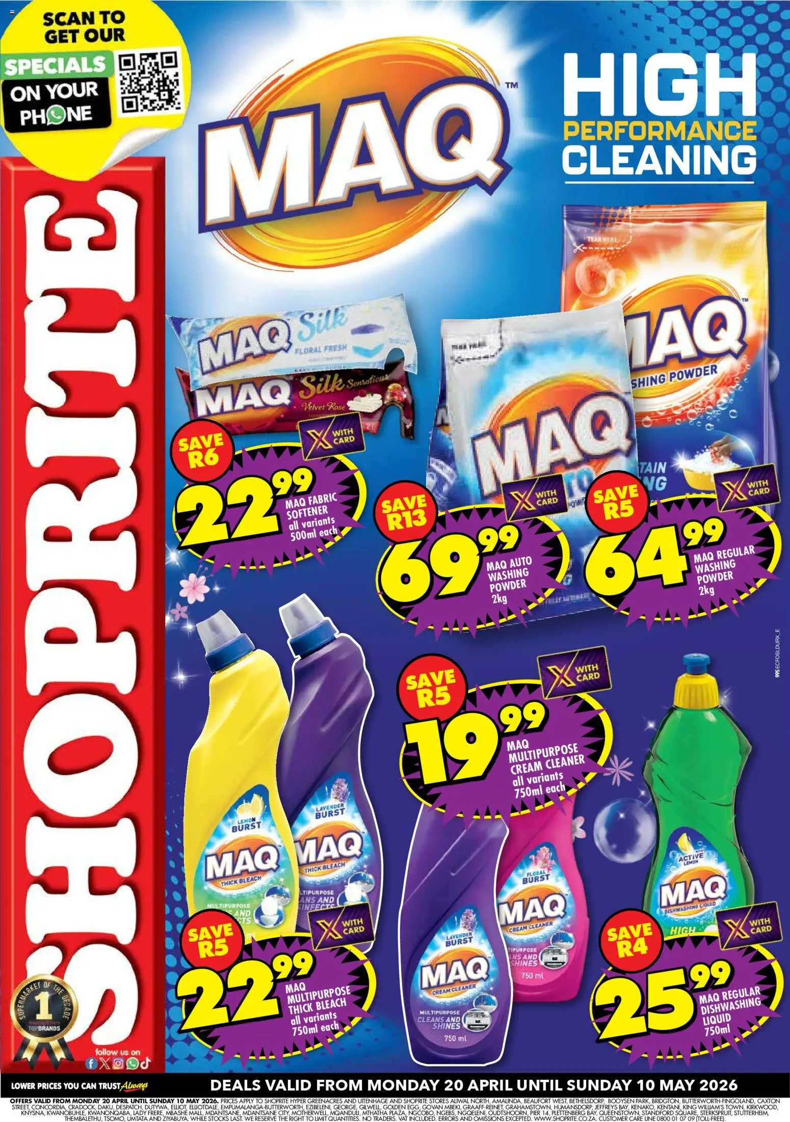 New Shoprite catalogue – valid from 20.04.2026 | Page: 1 | Products: Powder, Cream, Washing powder, Dishwashing liquid