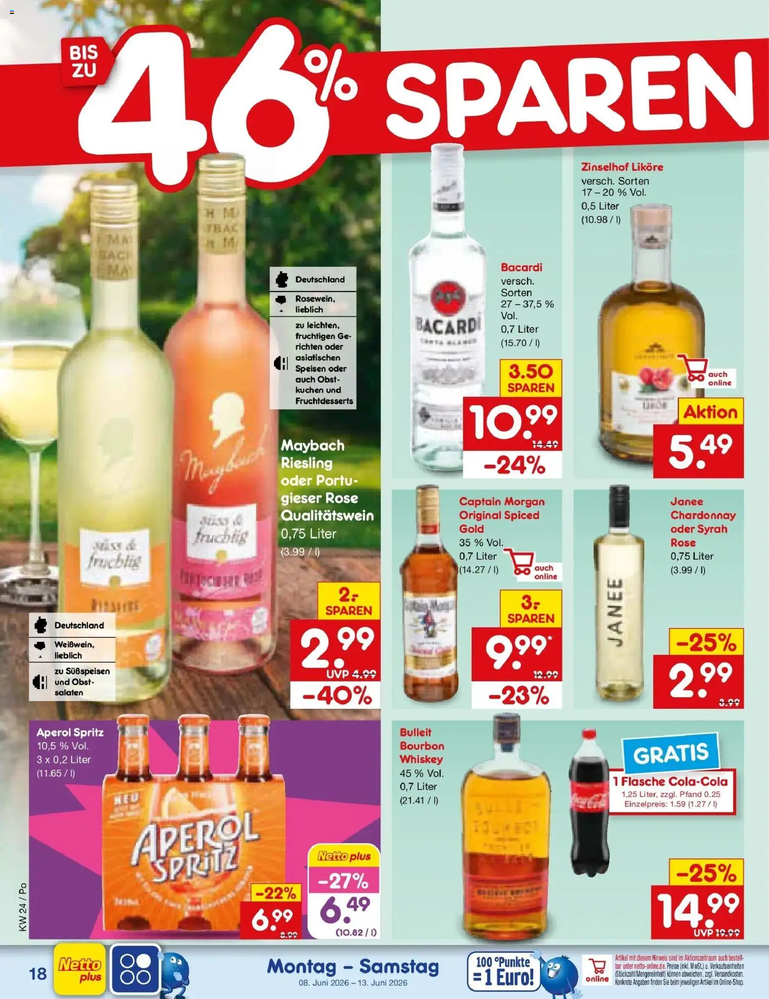 Netto Marken-Discount Prospekt Selb – gültig ab 08.06.2026 | Seite: 30 | Produkte: Bacardi, Obst, Aperol, Bourbon