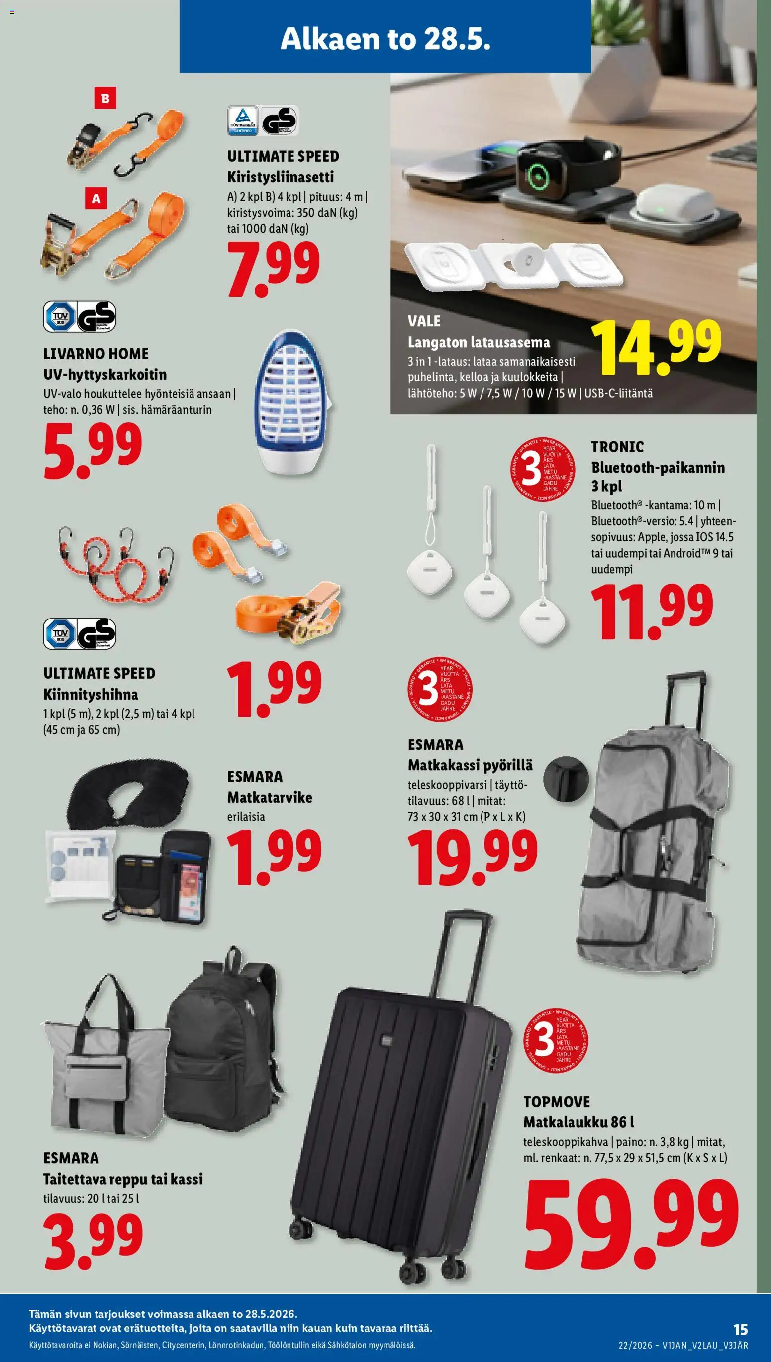 Lidl tarjoukset – voimassa 28.05.2026 alkaen | Sivu: 17 | Tuotteet: Reppu, Matkalaukku