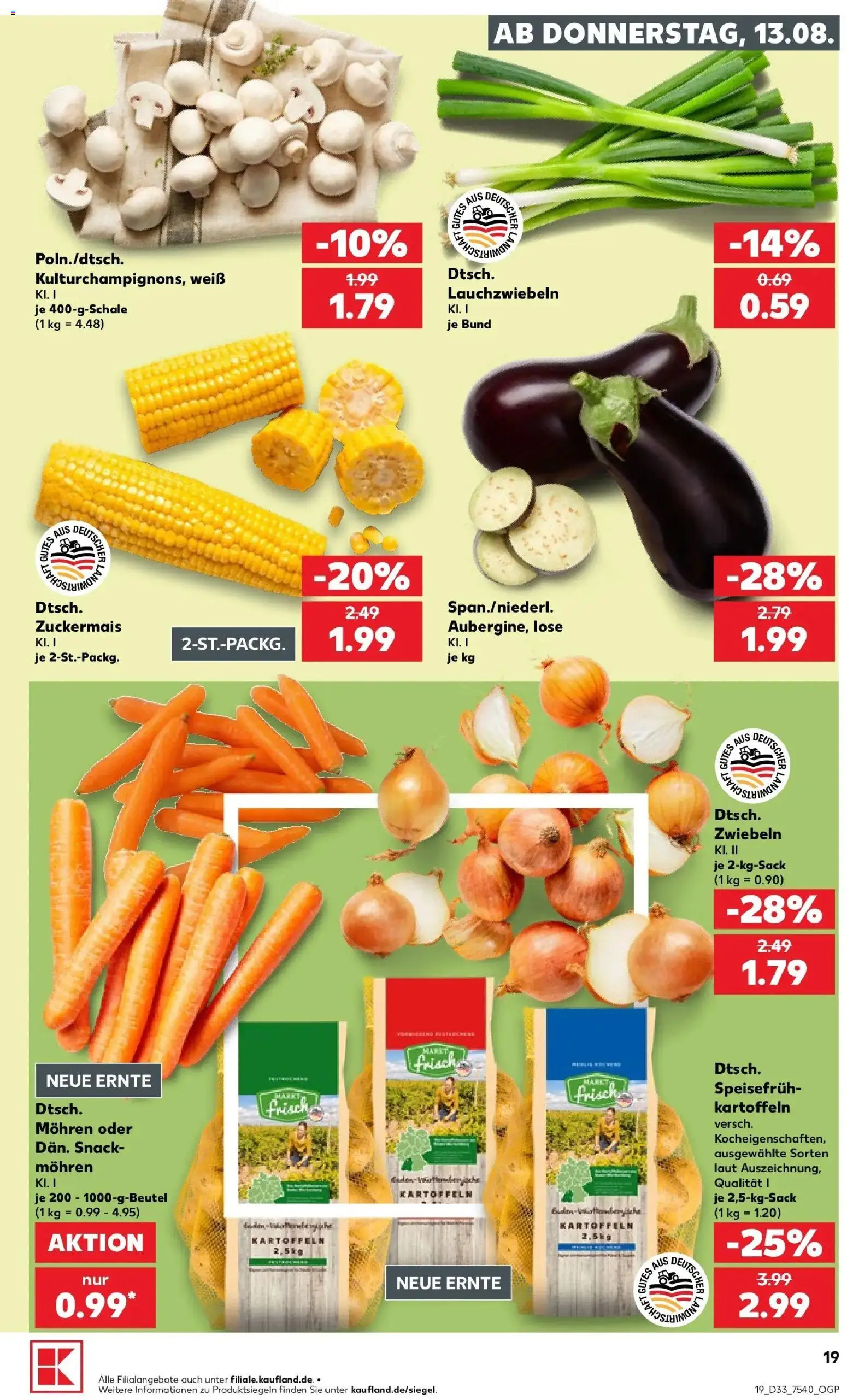 Prospekt Kaufland ab 10.08.2026 » Angebote Online zum Blättern | Seite: 28 | Produkte: Mohren, Kartoffeln, Zwiebeln