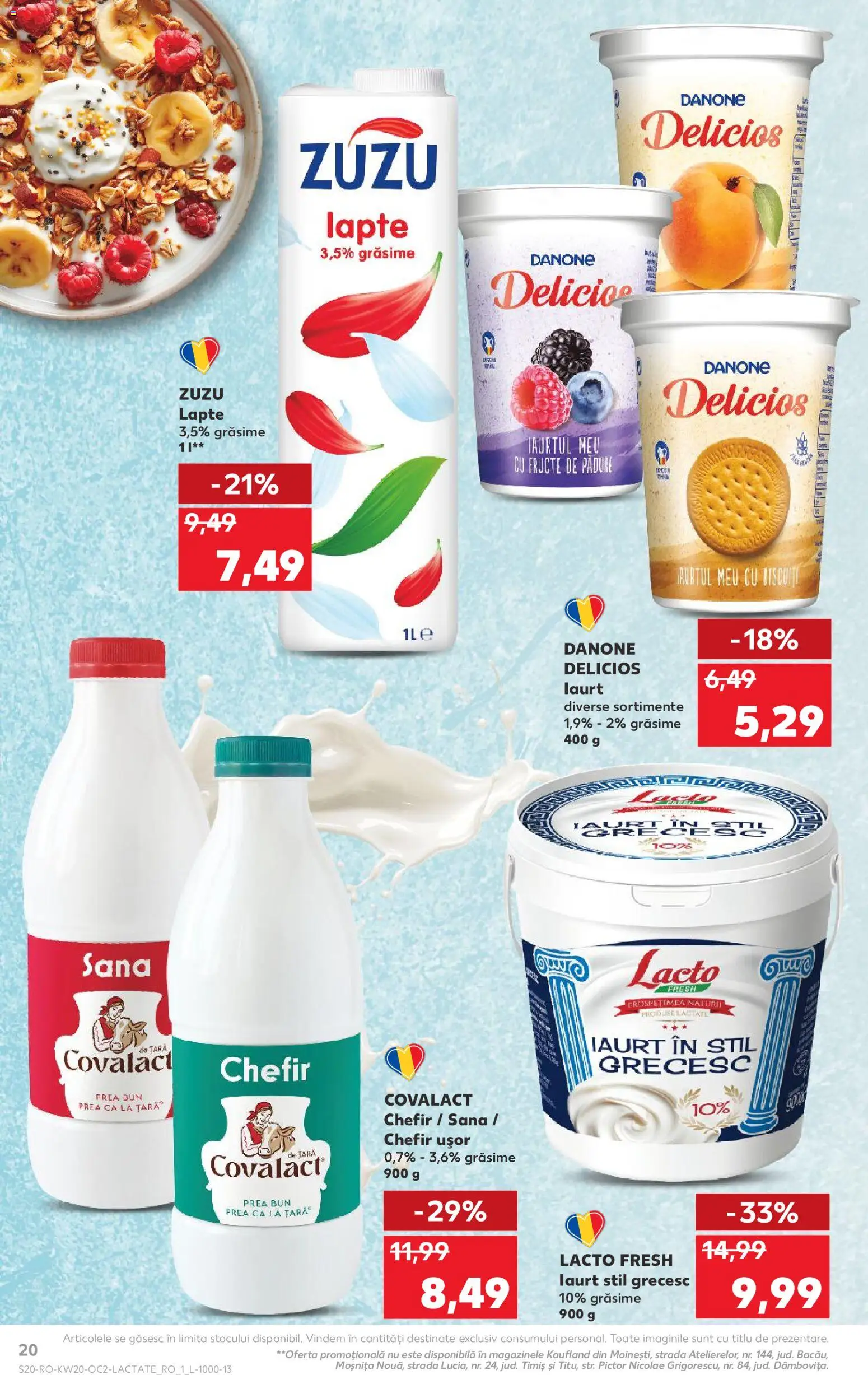 Noul catalog Kaufland – valabil de la 13.05.2026 | Pagină: 20 | Produse: Lapte, Iaurt, Kefir, Fructe