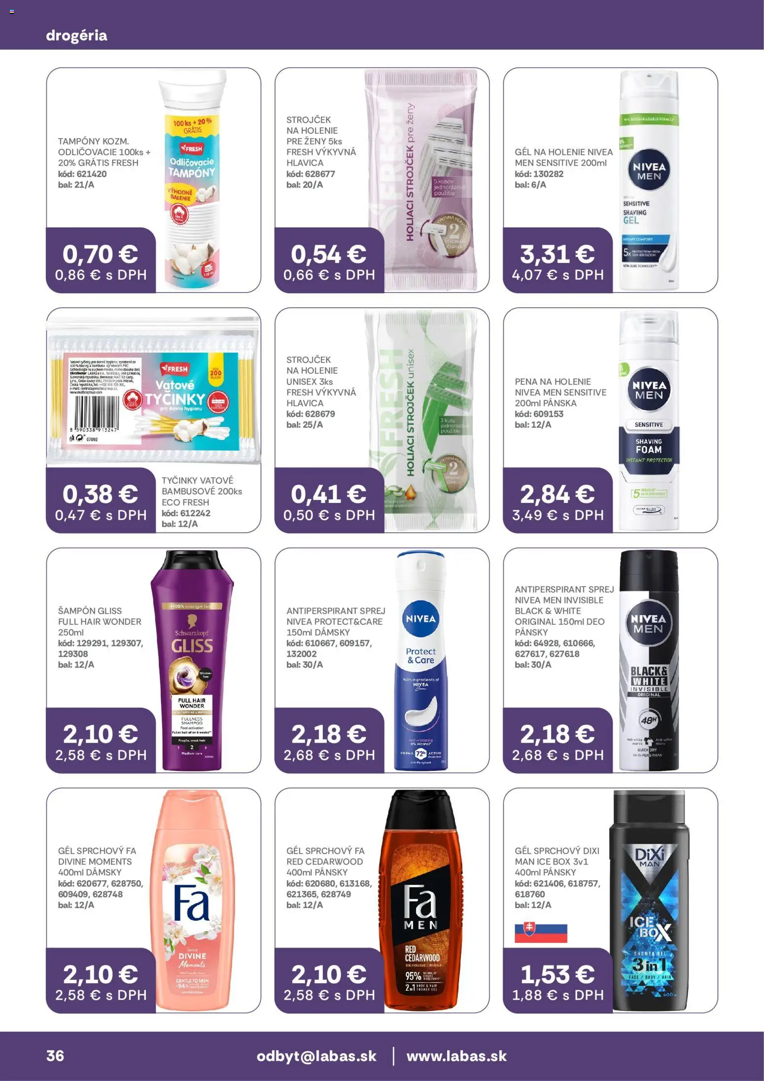 Nové Labaš akcie – leták je platný od 11.09.2026 | Strana: 36 | Produkty: Strojček, Holiaci strojček, Pena na holenie, Pena