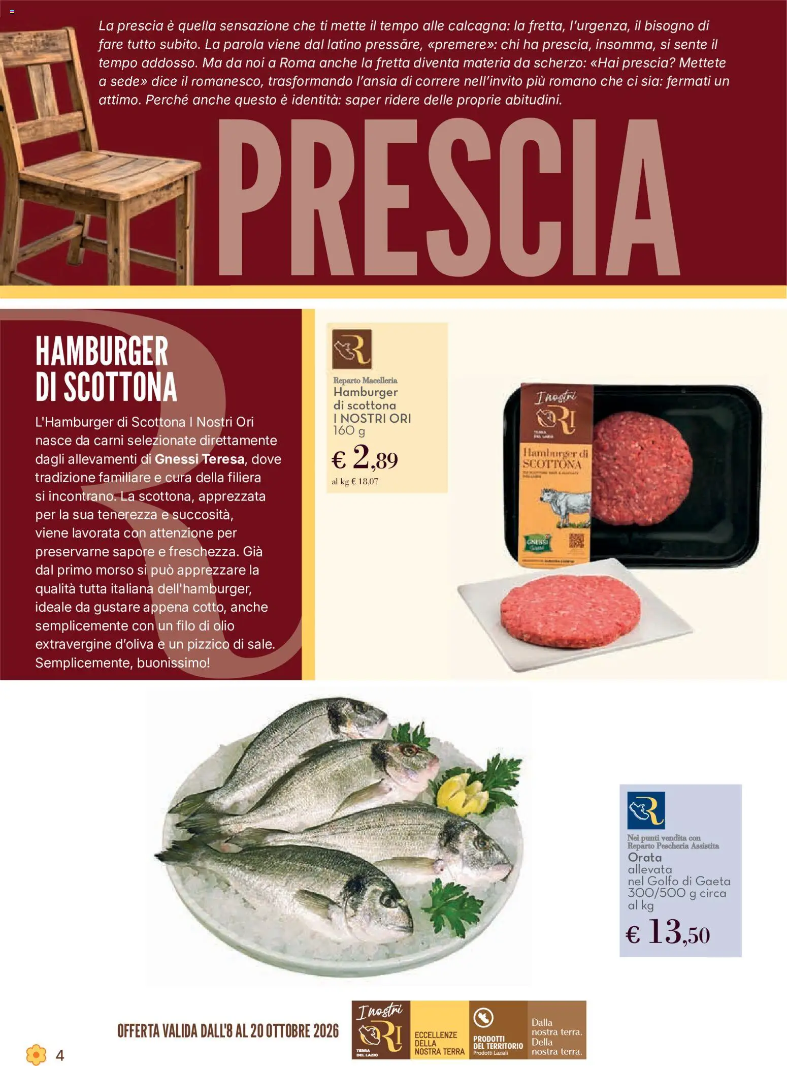 Volantino Conad del 08/10/2026 | Pagina: 4 | Prodotti: Orata, Olio, Hamburger, Terra