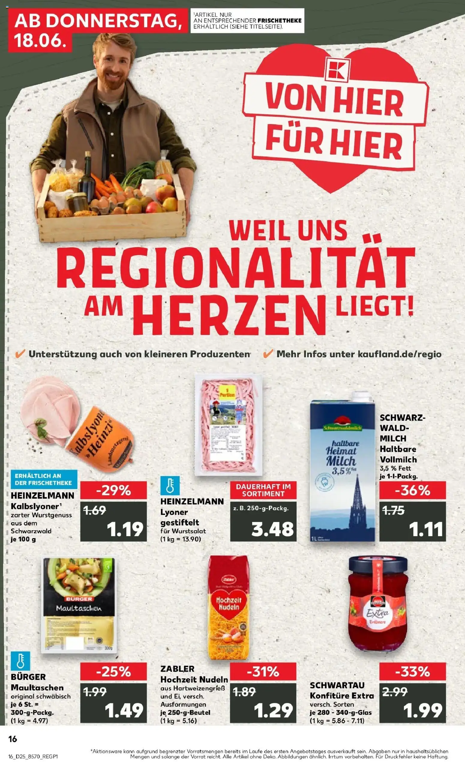 Kaufland Prospekt Rheinfelden (Baden) – gültig ab 15.06.2026 | Seite: 1 | Produkte: Milch, Burger, Nudeln, Maultaschen