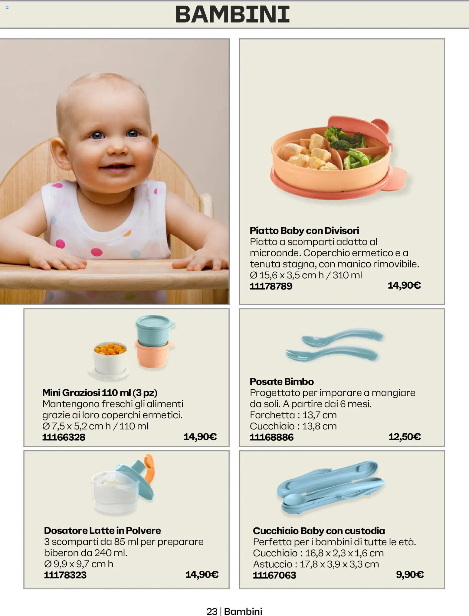 Volantino Tupperware del 01/10/2026 | Pagina: 23 | Prodotti: Posate, Latte in polvere, Latte, Astuccio