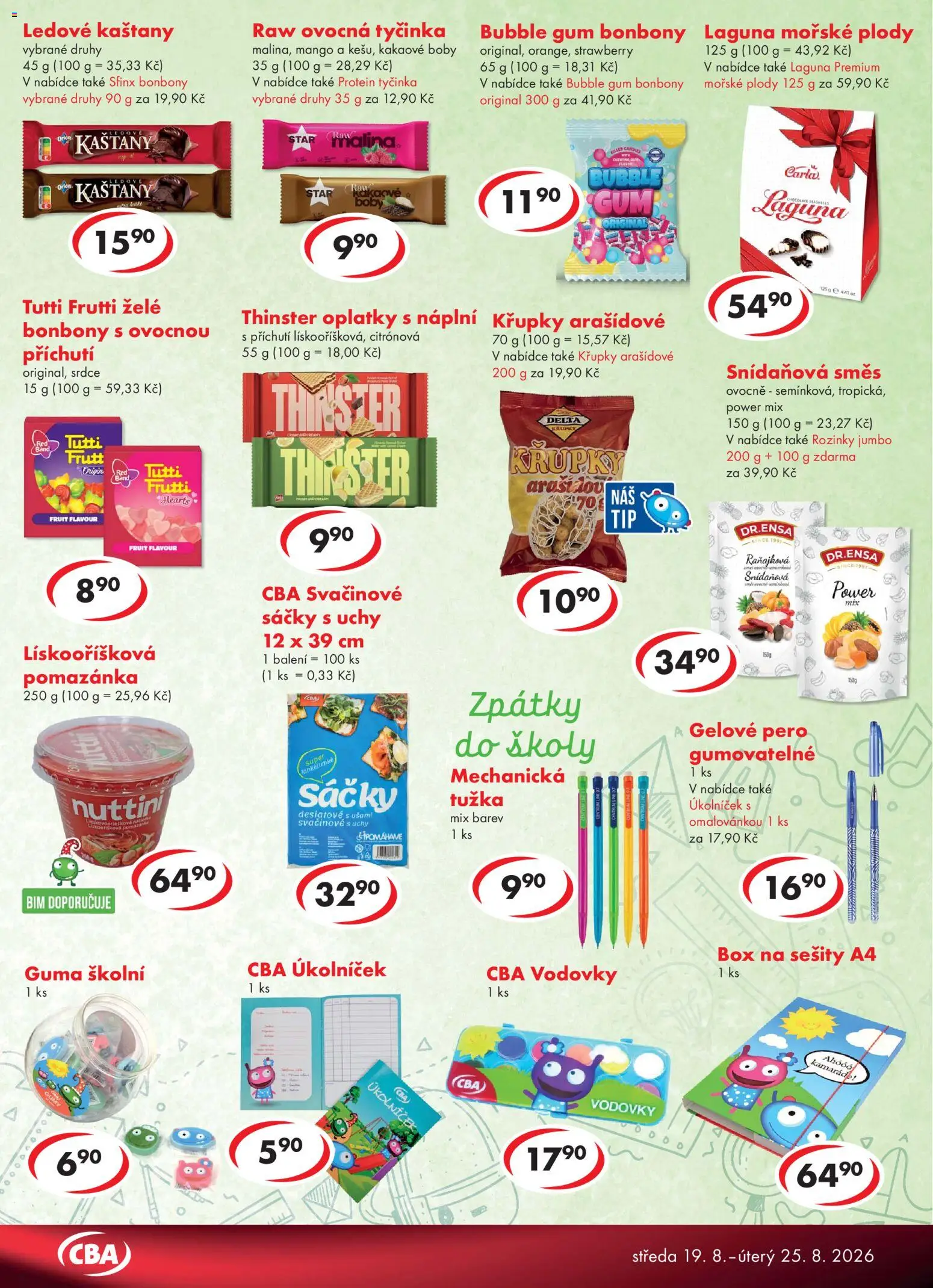 CBA leták - Premium od 19.08.2026 | Strana: 5 | Produkty: Sešity, Vodovky, Guma, Protein