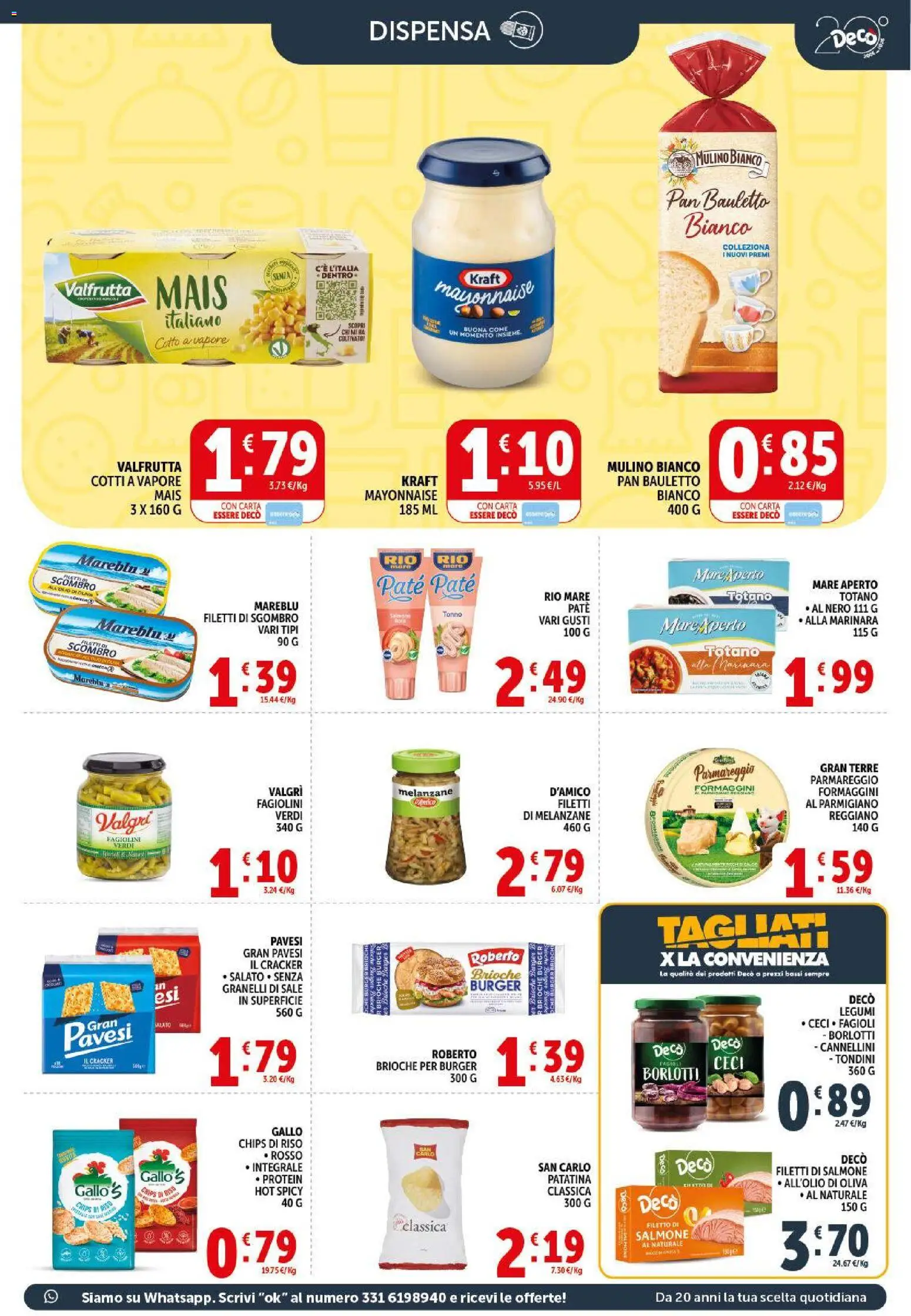 Volantino Decò del 29.05.2026 | Pagina: 15 | Prodotti: Paté, Salmone, Mais, Parmigiano