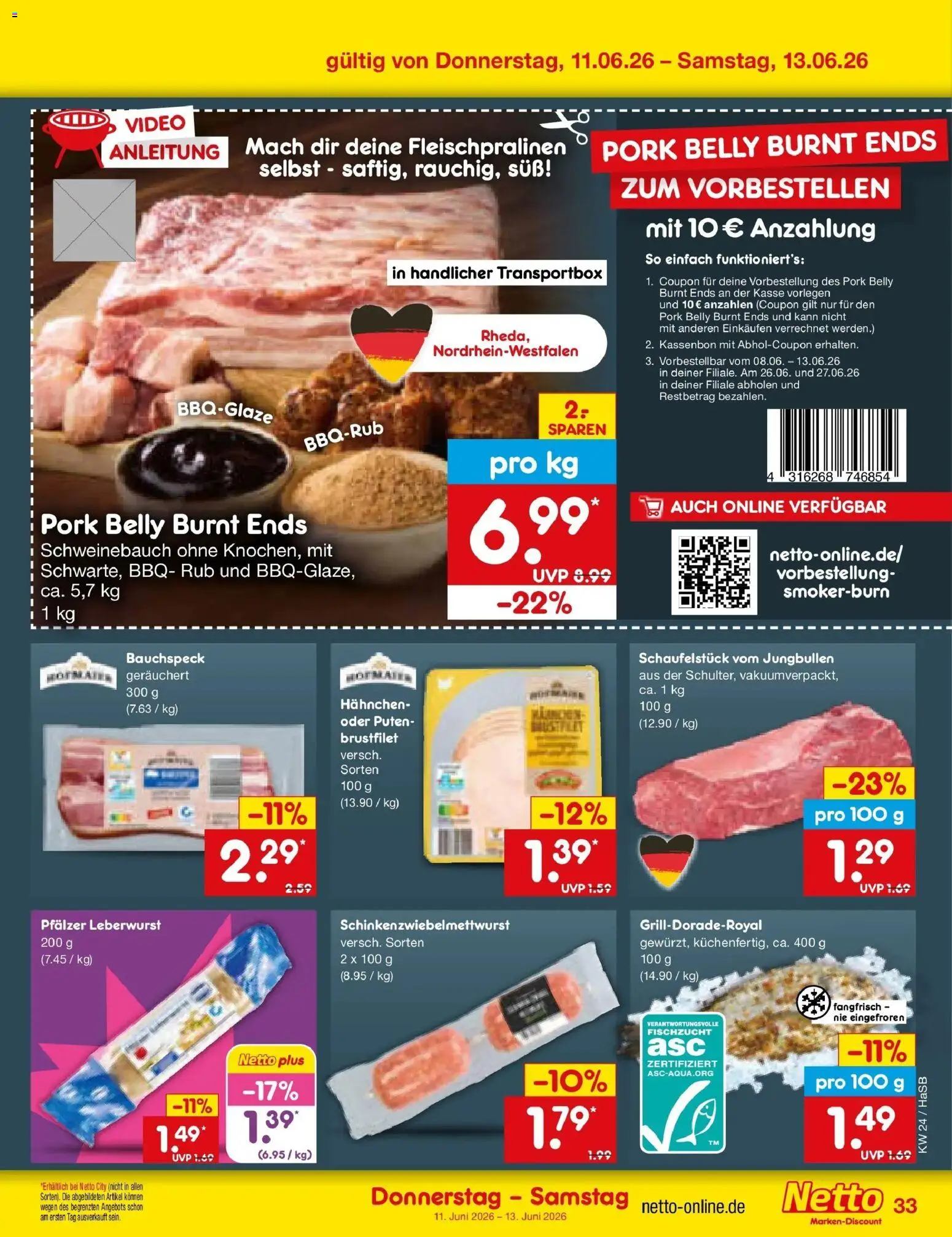 Netto Marken-Discount Prospekt Wuppertal – gültig ab 08.06.2026 | Seite: 51 | Produkte: Hahnchen, Schweinebauch, Video