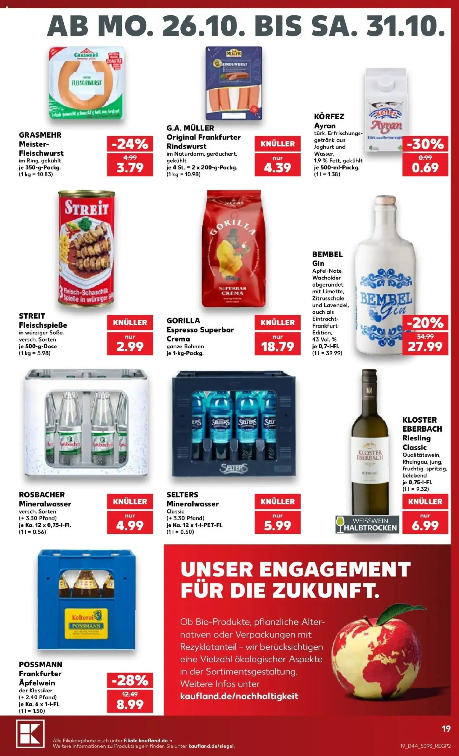 Prospekt Kaufland ab 26.10.2026 » Angebote Online zum Blättern | Seite: 23 | Produkte: Joghurt, Weißwein, Spieße, Mineralwasser