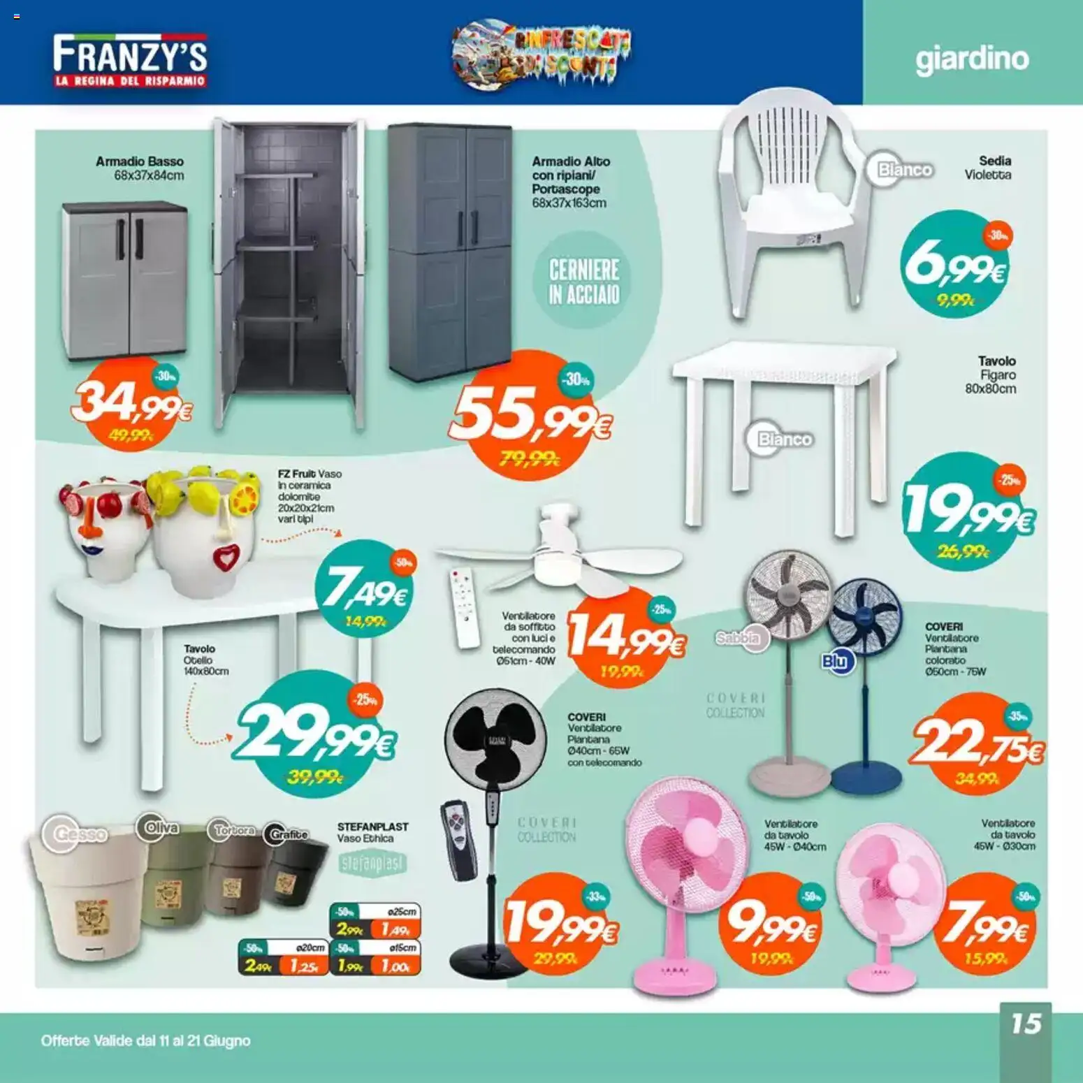 Volantino Franzy's del 11.06.2026 | Pagina: 15 | Prodotti: Telecomando, Armadio, Tavolo, Vaso