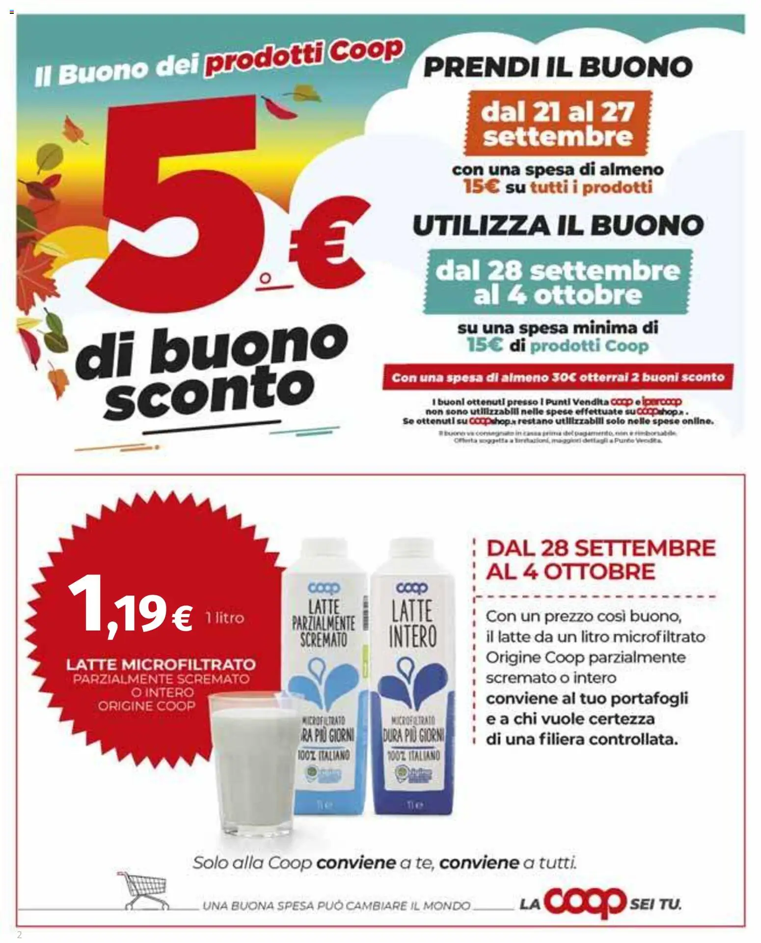 Volantino COOP del 17/09/2026 | Pagina: 2 | Prodotti: Latte, Latte intero