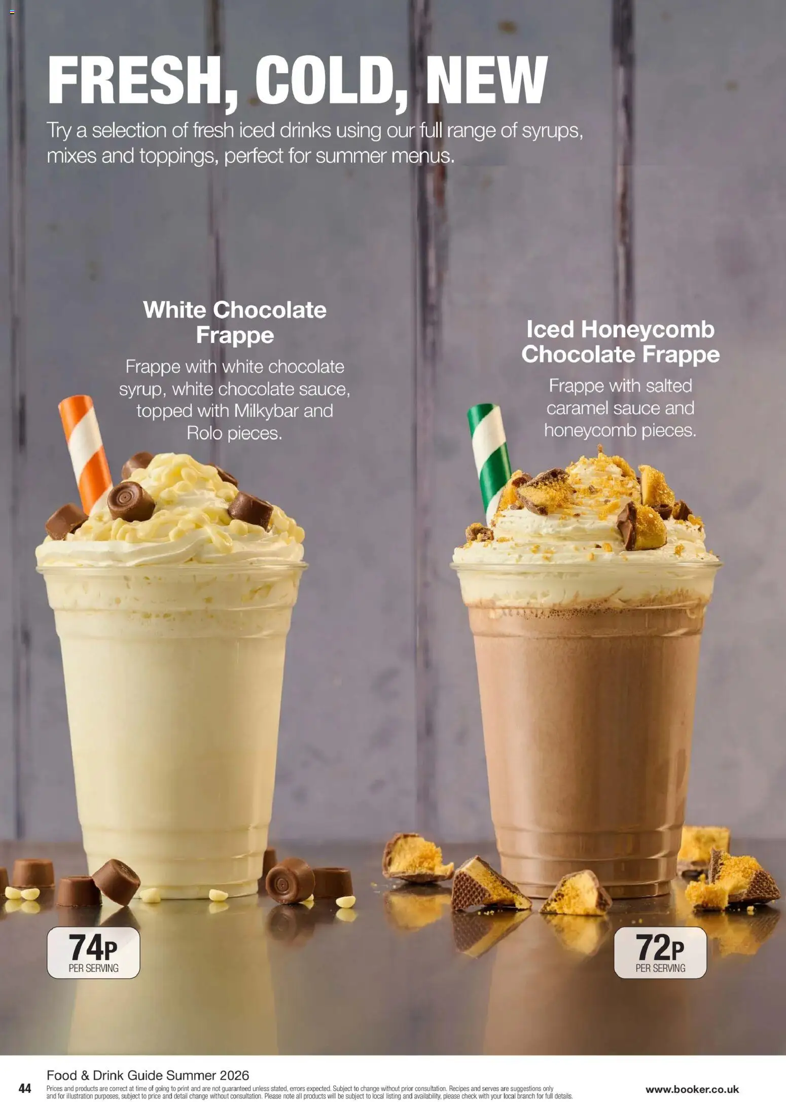 {H1} | Page: 44 | Products: Sauce, Frappé, Chocolate, Luges