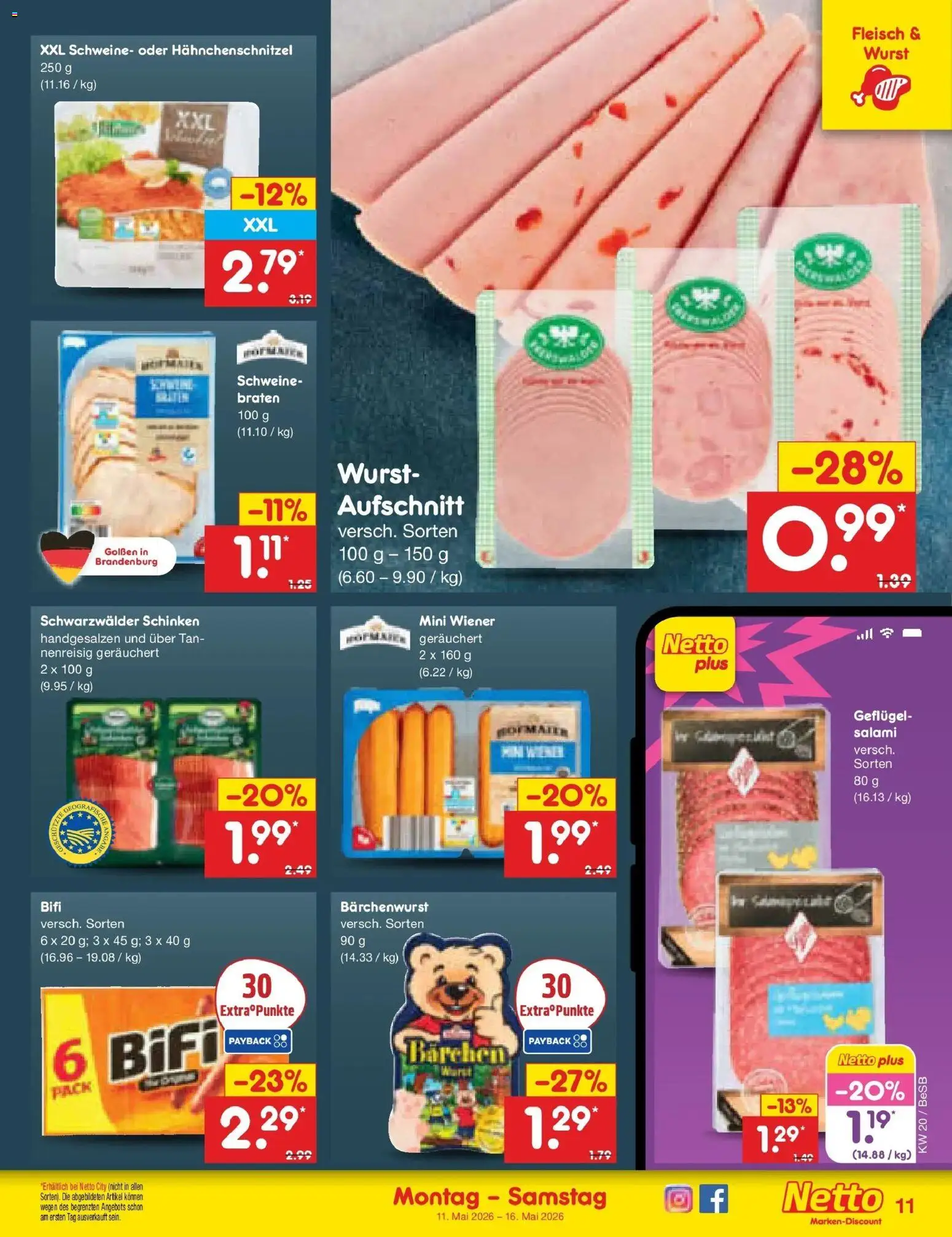 Netto Marken-Discount Prospekt Kremmen	 – gültig ab 10.05.2026 | Seite: 12 | Produkte: Bifi, Salami, Schinken, Fleisch