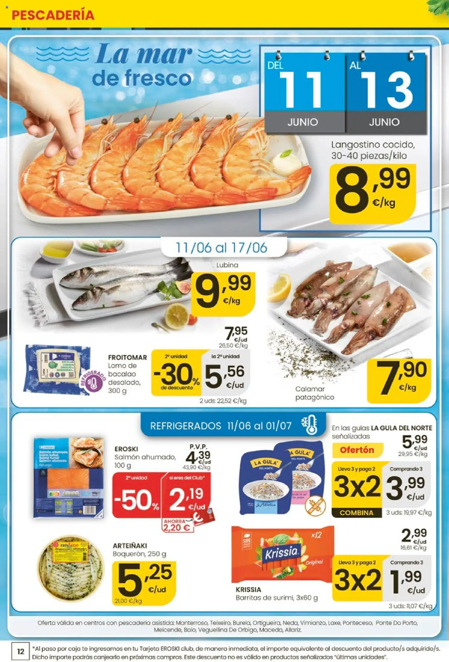 Eroski Ofertones de verano │ válido desde el 11.06.2026 | Página: 12 | Productos: Té, Caja, Langostino