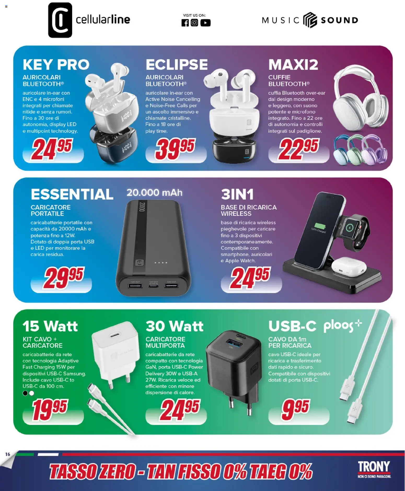 Volantino Trony del 21.05.2026 | Pagina: 16 | Prodotti: Auricolari, Cuffie, Microfono, USB